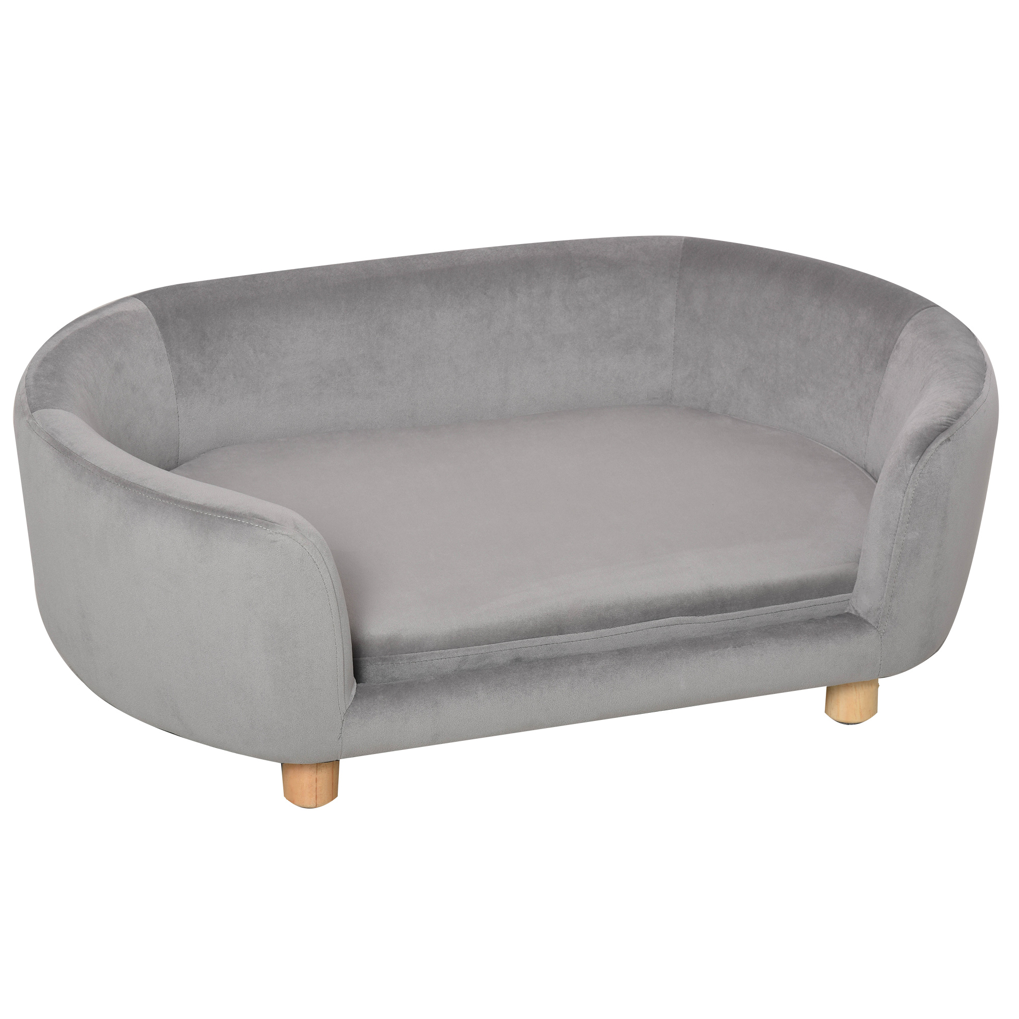 PawHut Cusca pentru Caini de Interior, Canapea pentru Pisici sau Caini de Talie Mica, 86x55x33 cm, Gri Deschis | Aosom Romania