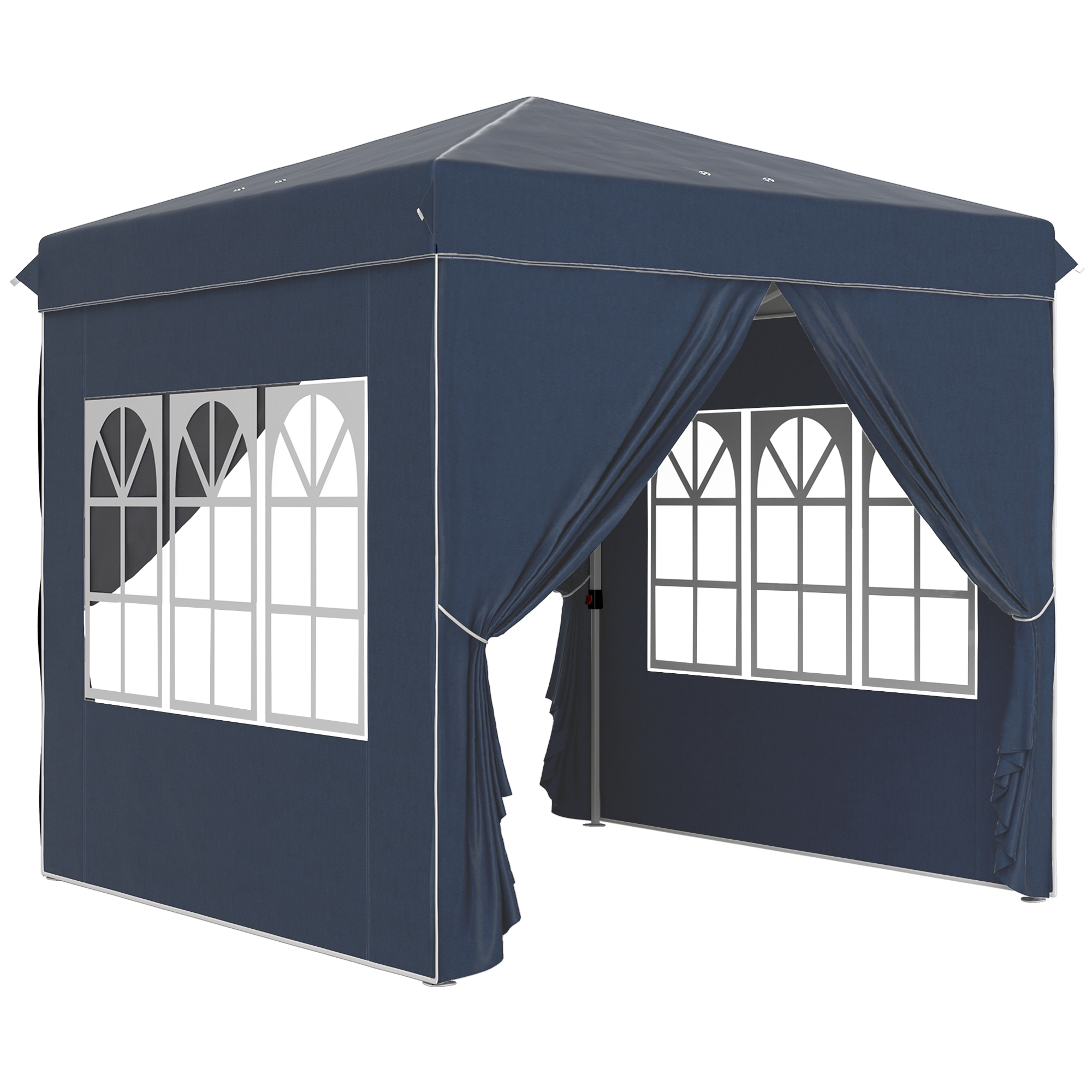 2,5 x 2,5 m Pop-up-Pavillon mit Seitenwänden und Tragetasche, UPF50+ höhenverstellbares Gartenzelt, Dunkelblau