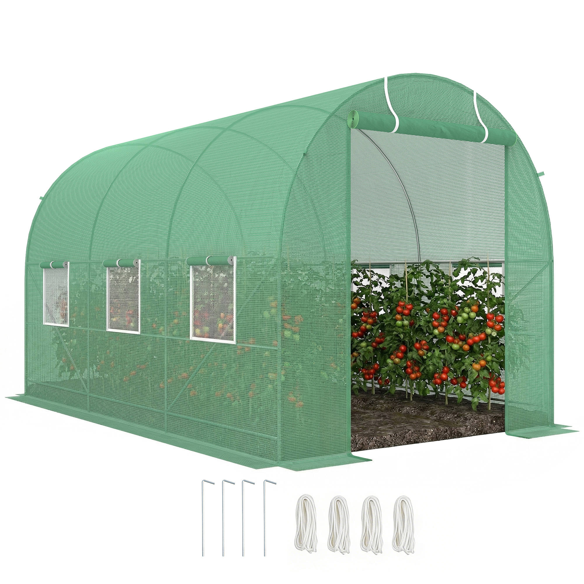 Outsunny Serra da Giardino 3.5 x 2 x 2m Serra con Tetto Arrotondato per Piante Verde Aosom Outsunny Serra da Giardino 3.5 x 2 x 2m Serra con Tetto Arrotondato per Piante Verde Aosom