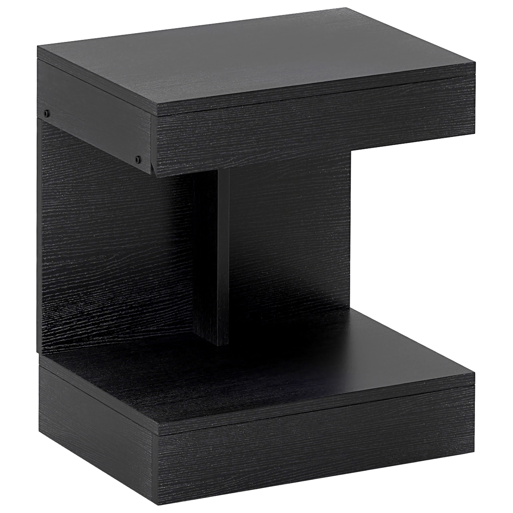 Nachttisch, Beistelltisch mit Schublade und Ablagefach, Moderner Sofatisch mit Regal für verschiedene Räume, Schwarz