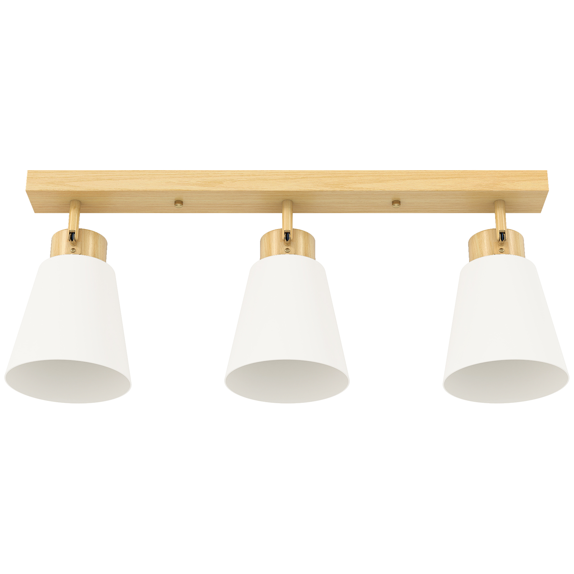 Ceiling Light LED 40W Ceiling Lamp with Dual Mounting and 90° Adjustable Heads with 3 E27 Sockets Natural Wood