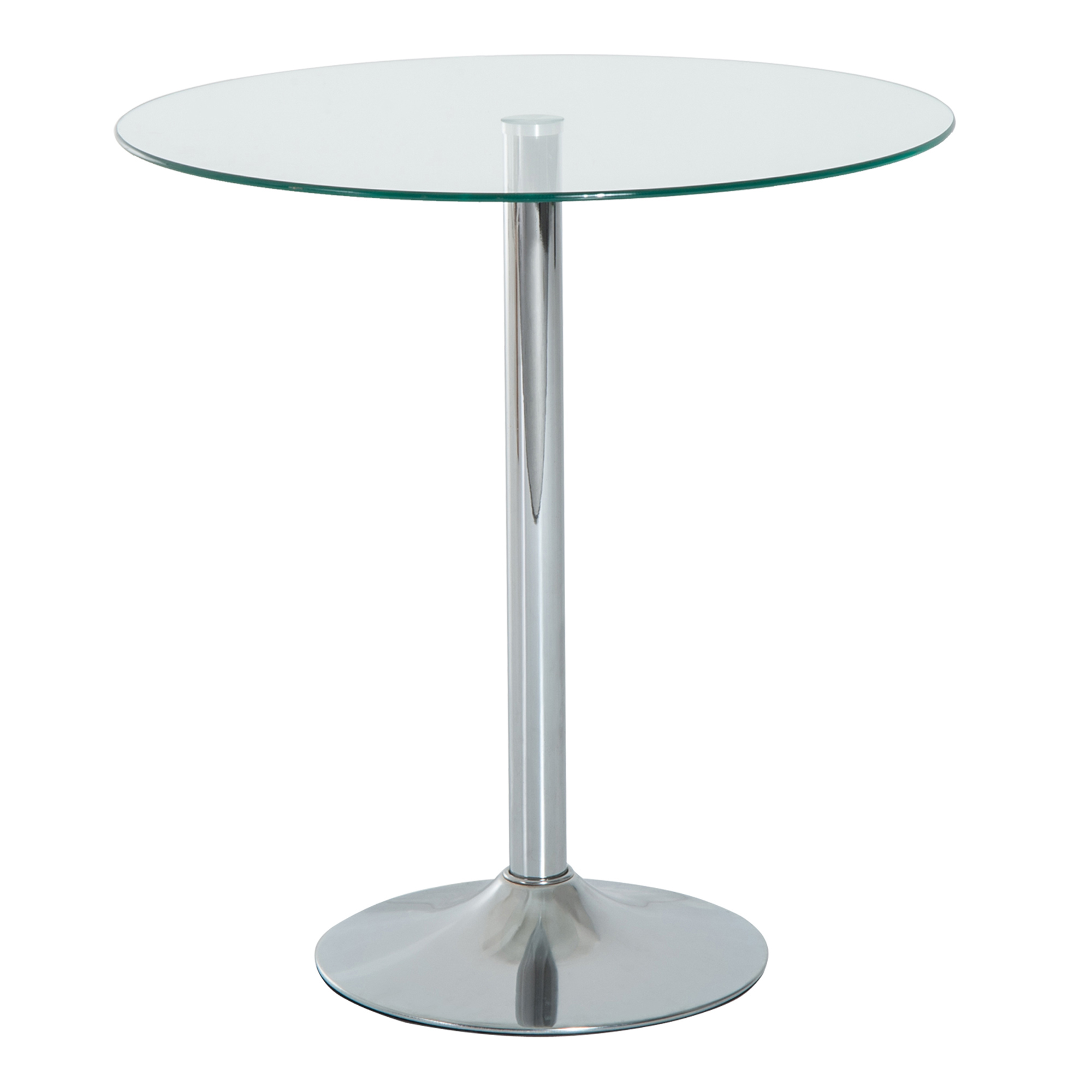 HOMCOM Table à manger ronde pour 2&nbsp;personnes, table de cuisine moderne avec plateau en verre trempé et base en acier, argenté