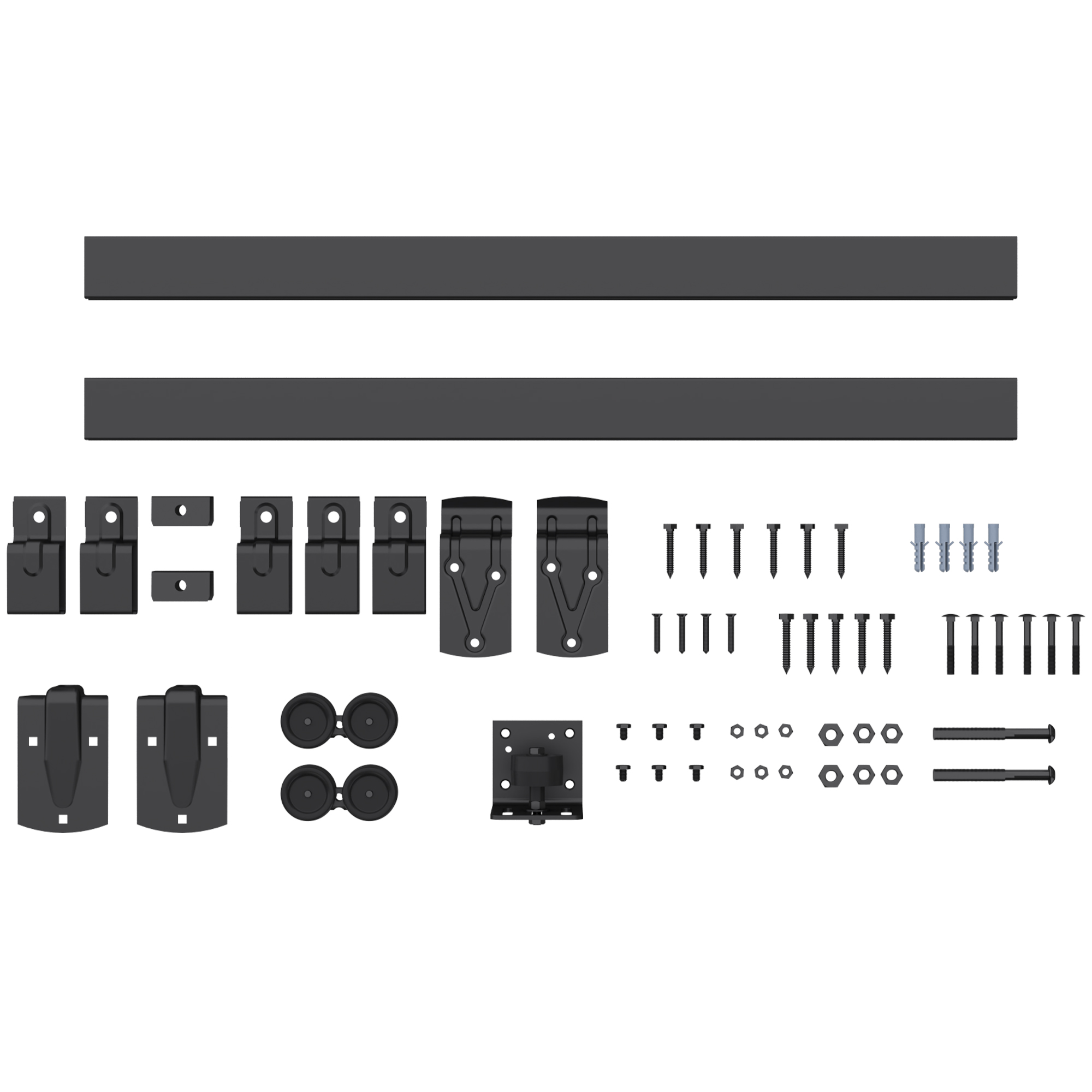 Schwerlast Schiebetür-Hardware-Set 183 cm Schwarz für Einzeltüren