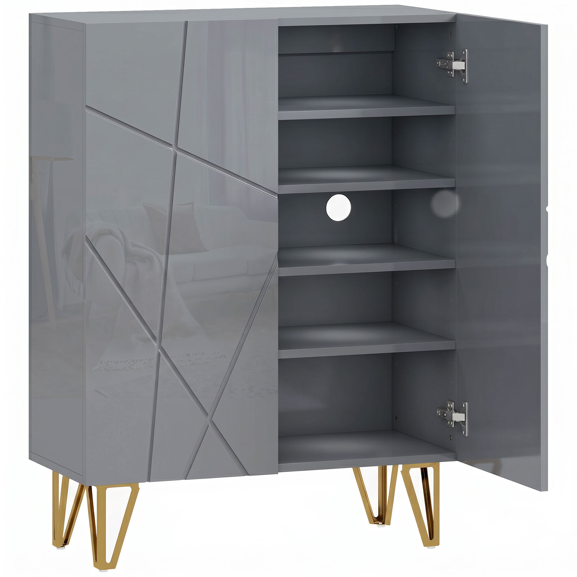 HOMCOM Narrow Shoe Storage Cabinet with Soft-Close Hinges and Adjustable Shelves for 15-20 Pairs of Shoes, Grey HOMCOM Narrow Shoe Storage Cabinet with Soft-Close Hinges and Adjustable Shelves for 15-20 Pairs of Shoes, Grey