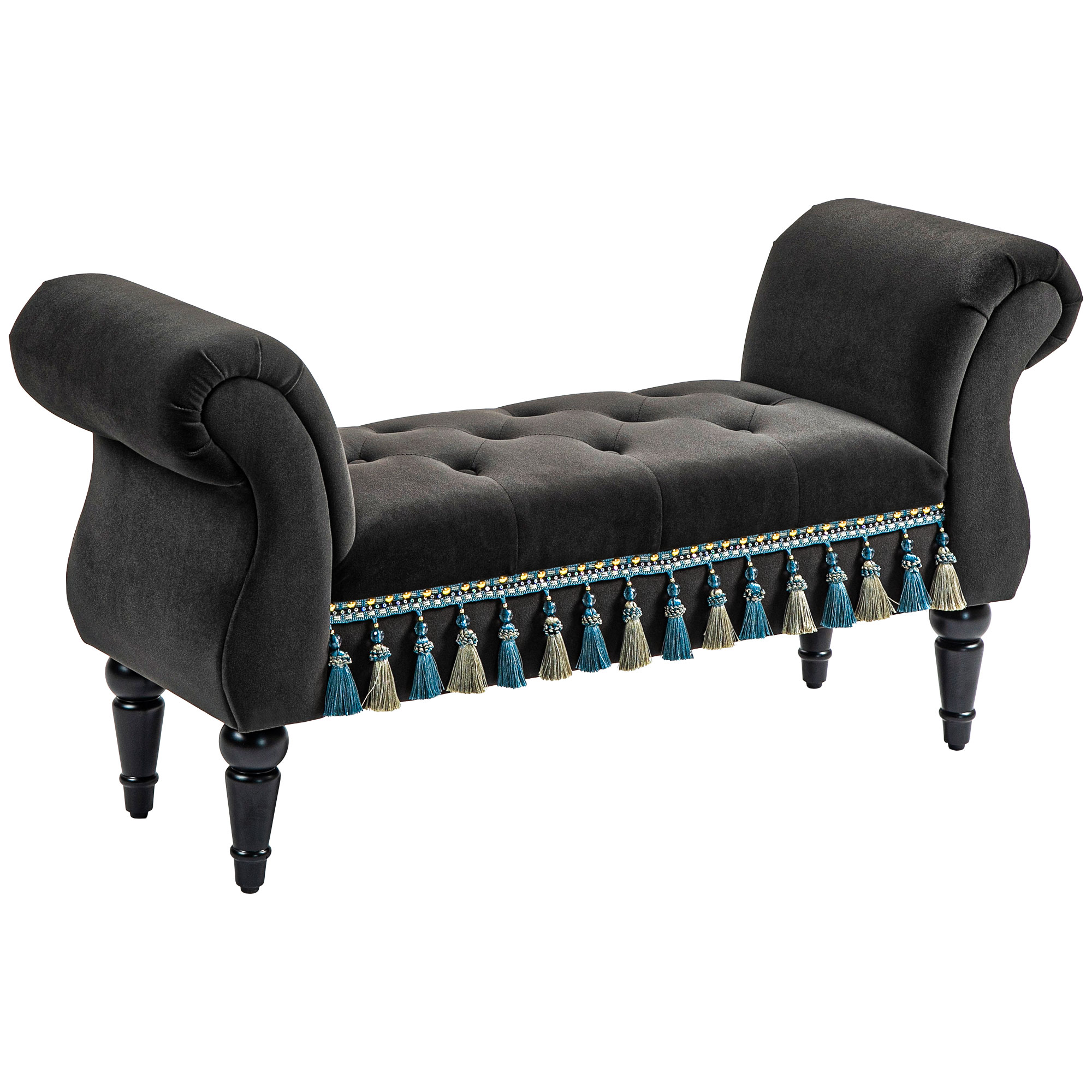 Polsterbank, Sitzbank, Vintage-Design, bis 150 kg, 117x40x58 cm, Dunkelgrau