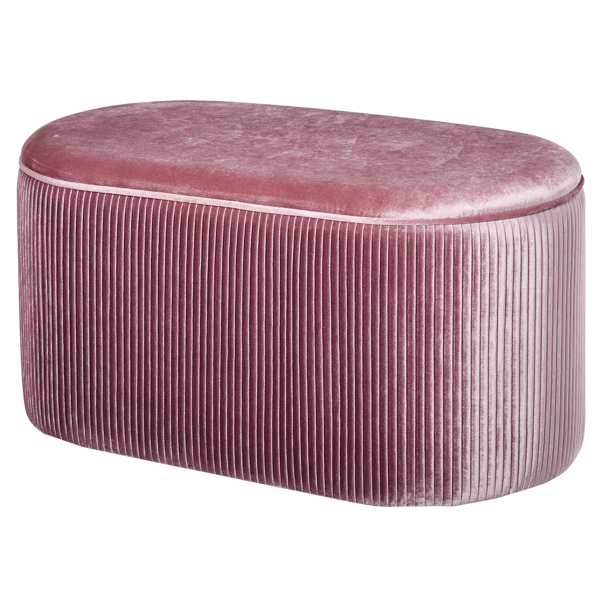 Sitzbank Bank mit Stauraum Polsterbank Ottomane, Retrodesign, Samtoptik, 81 cm x 40 cm x 41 cm, Altrosa