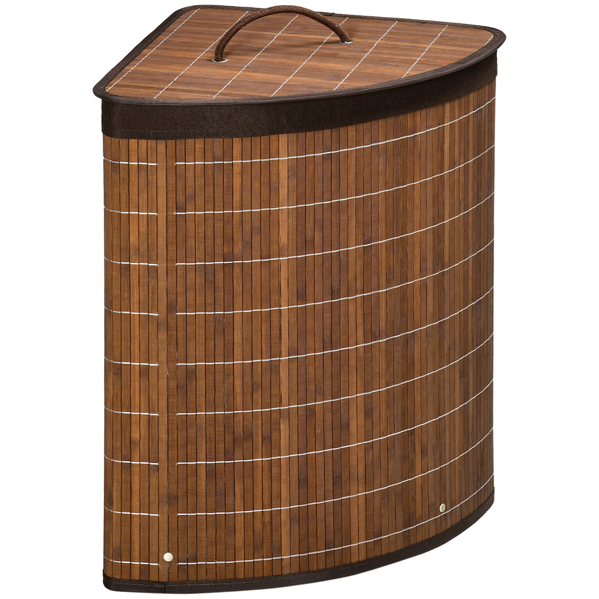HOMCOM Wäschekorb 55L Wäschesammler mit Deckel & Griff, Wäschebox aus Bambus, braun, herausnehmbarer Wäschesack, ideal zum Wäschesortieren Aosom.de