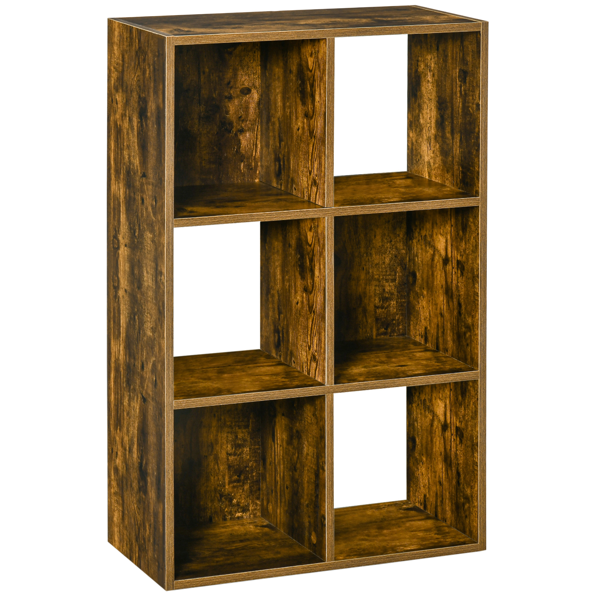 HOMCOM Industrial Style Storage Shelf, Bookcase, Bookshelf with 6 Compartments, Freestanding Shelving Unit for Living Room, Home Study, Rustic Brown HOMCOM Industrial Style Storage Shelf, Bookcase, Bookshelf with 6 Compartments, Freestanding Shelving Unit for Living Room, Home Study, Rustic Brown