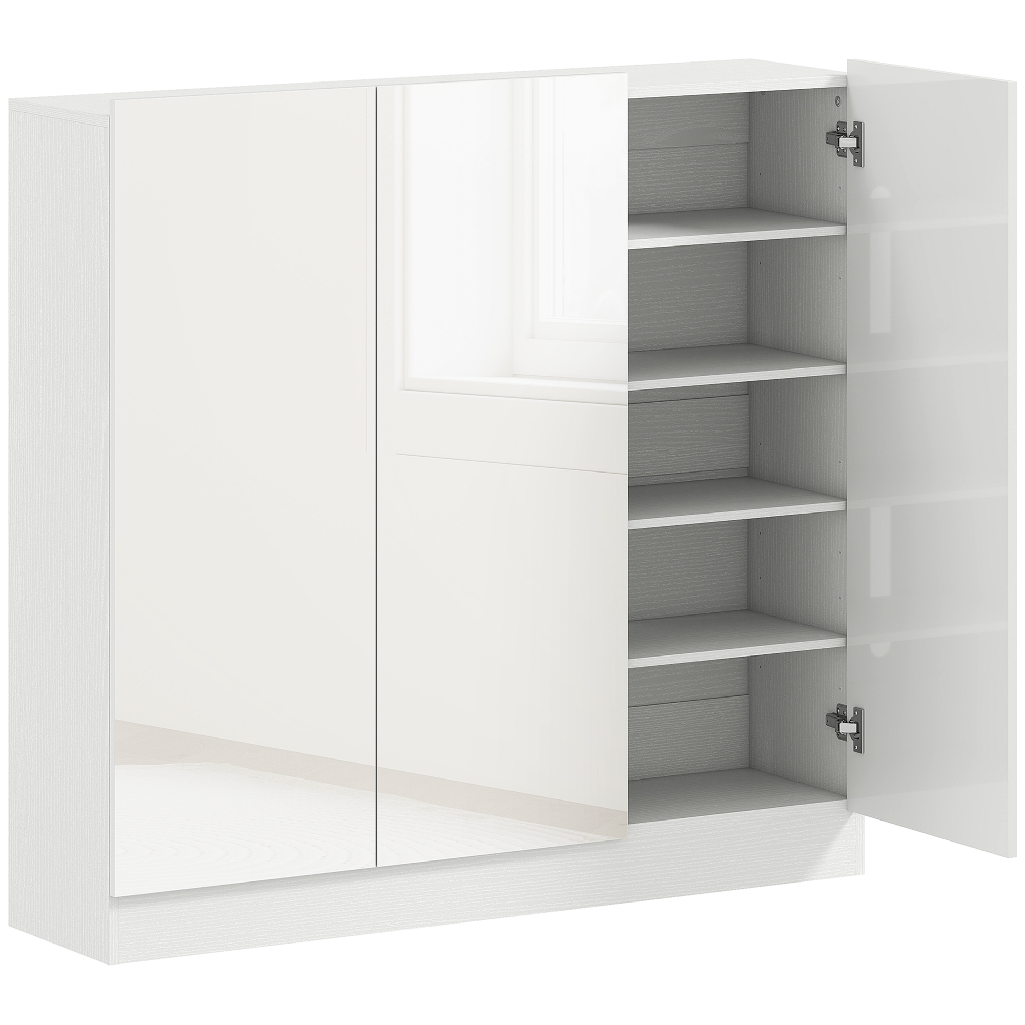 5-stufiger Schuhschrank für 30 Paar Schuhe, verstellbare Regale, für Eingangsbereich, Flur, Weiß