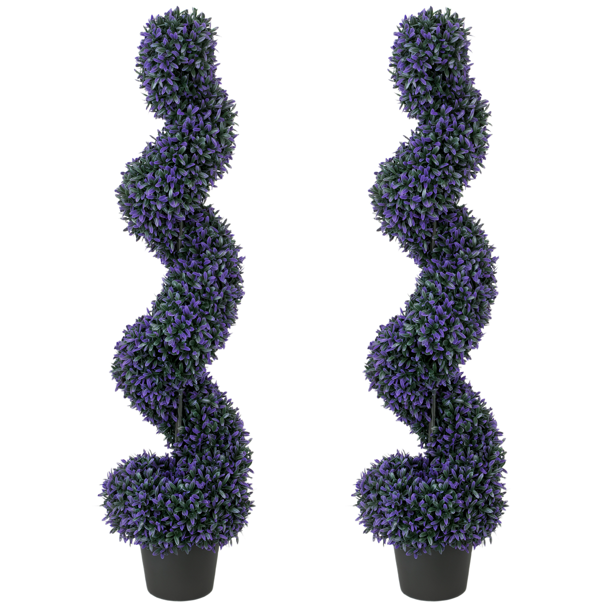 HOMCOM Decorative Artificial Plants Set of 2, UV Resistant Fake Plants in Pot for Indoor Outdoor Decor, 120 cm, Purple HOMCOM Decorative Artificial Plants Set of 2, UV Resistant Fake Plants in Pot for Indoor Outdoor Decor, 120 cm, Purple