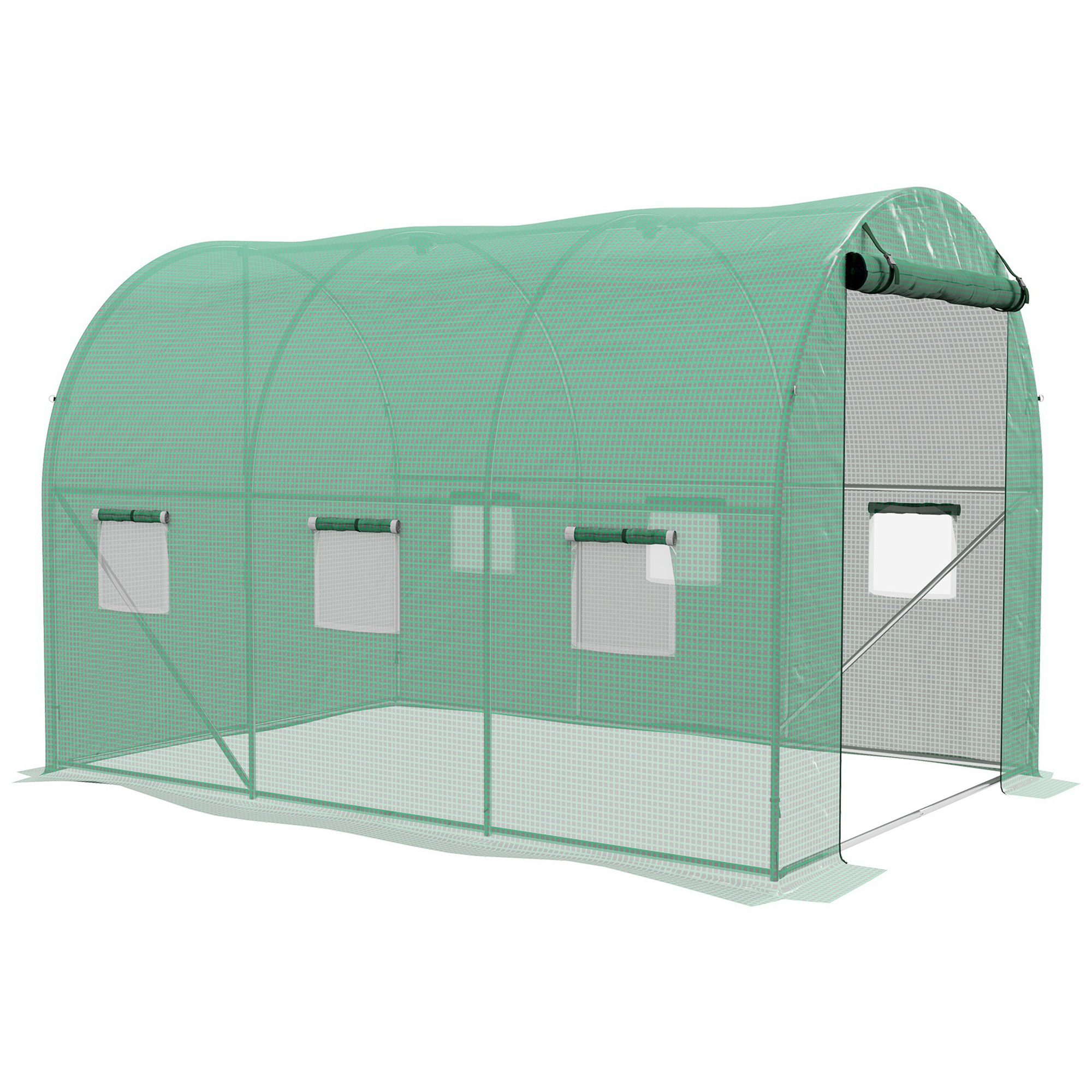 Outsunny Greenhouse, Polytunnel with Sprinkler System, 3 x 2m, Sturdy Frame, Green   Aosom UK