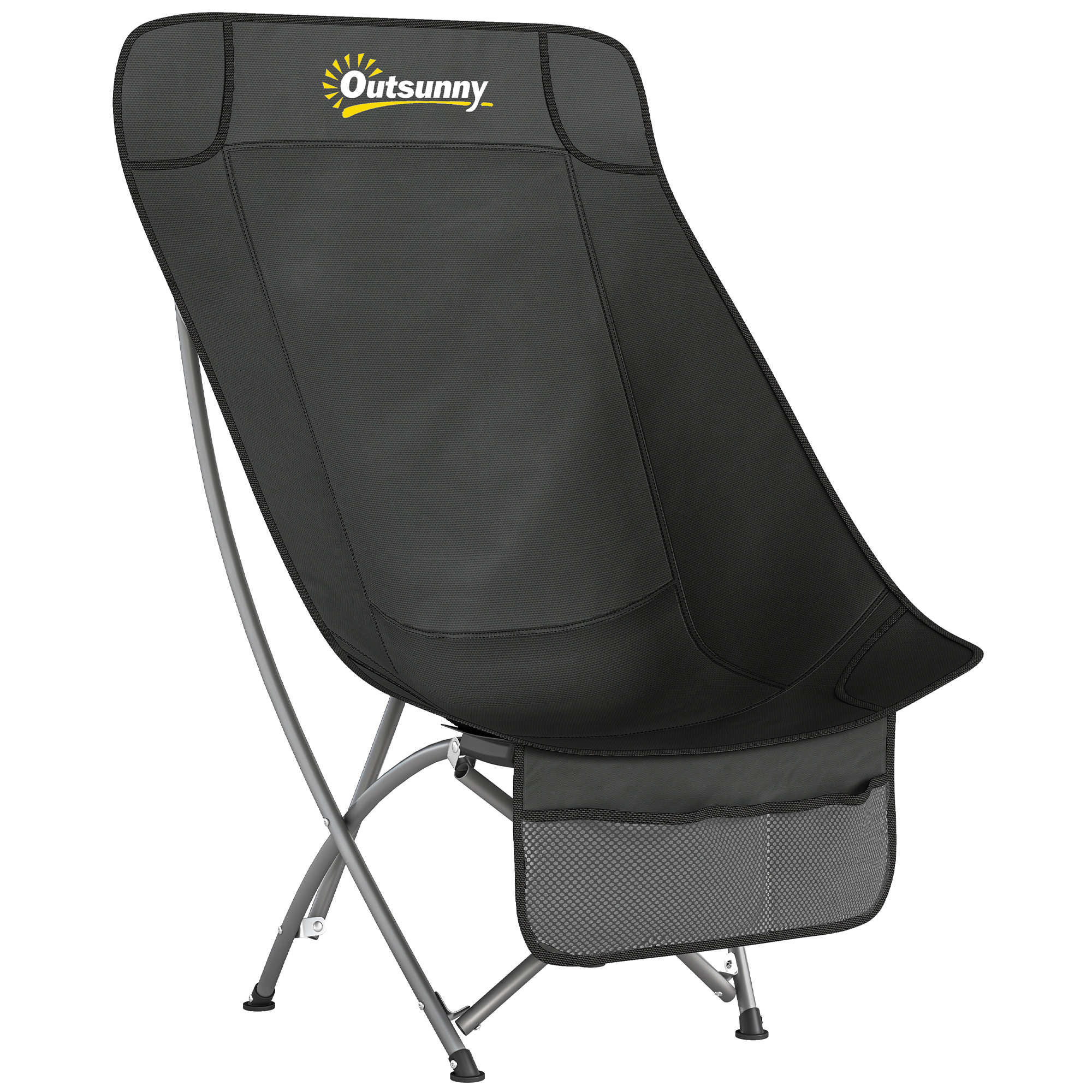 Outsunny Camping Chair for Adults Heavy Duty Folding Camp Chair with Side Pocket and Carry Bag Black Outsunny Camping Chair for Adults Heavy Duty Folding Camp Chair with Side Pocket and Carry Bag Black