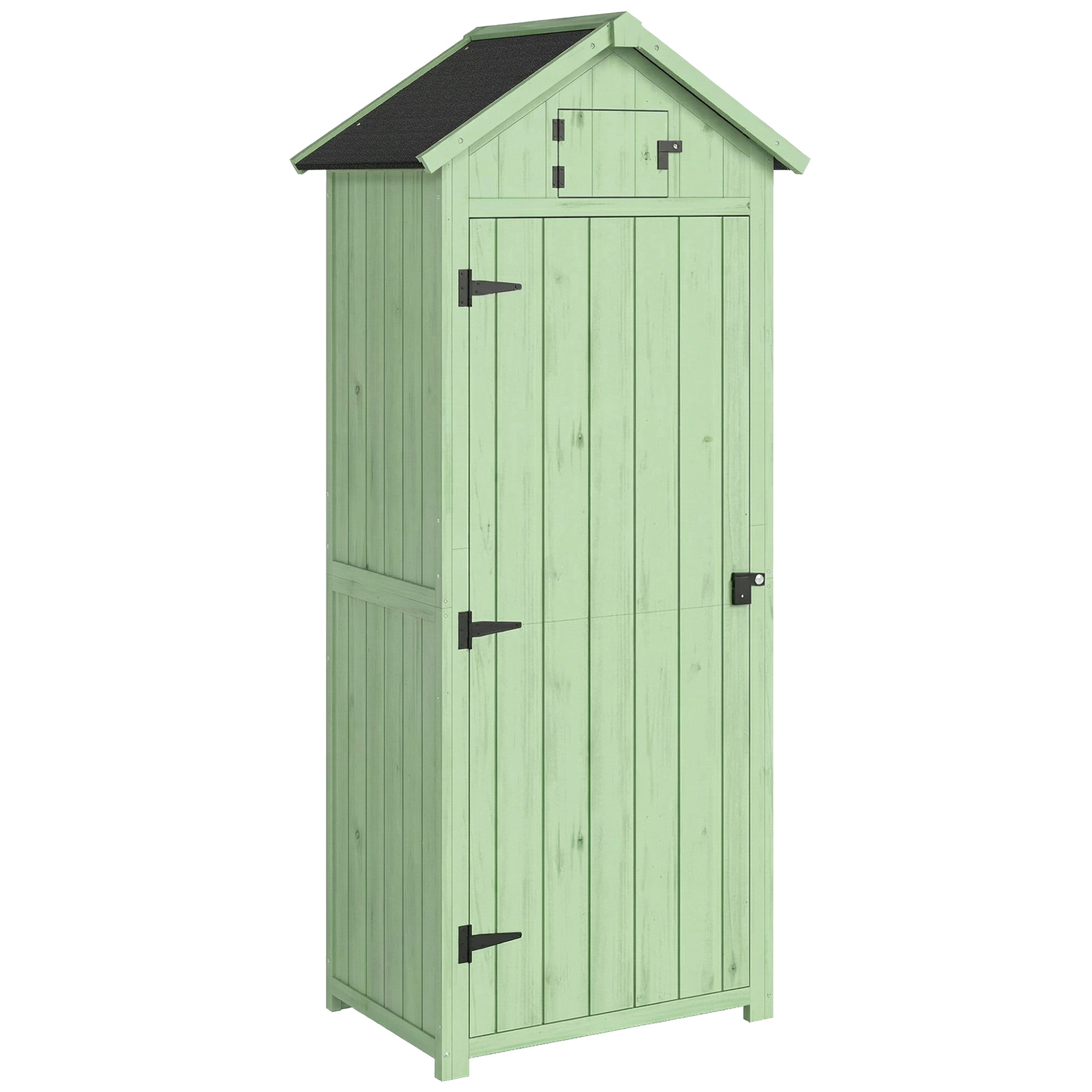 Outsunny Armario de Jardín de Madera con Estantes 77x54,2x179 cm Verde | Aosom España