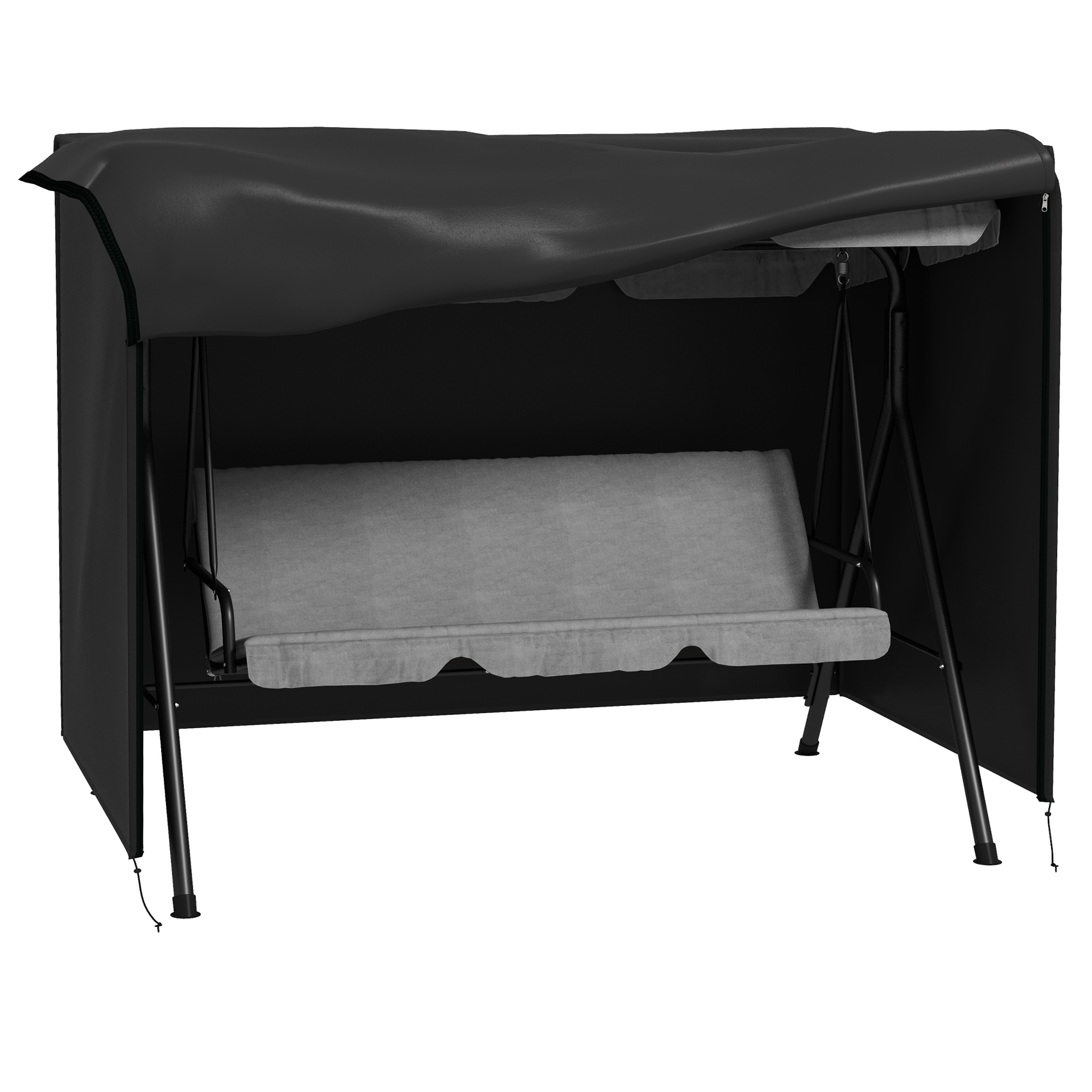 Outsunny Hollywoodschaukel Abdeckung 3 Sitzer, Wasserabweisend Winterfest Schutzhülle für Gartenschaukel, UV-Beständig Abdeckplane, Abdeckhaube, Reißfest 600D Oxford Gewebe, 205x124x164cm Schwarz   Aosom von Outsunny