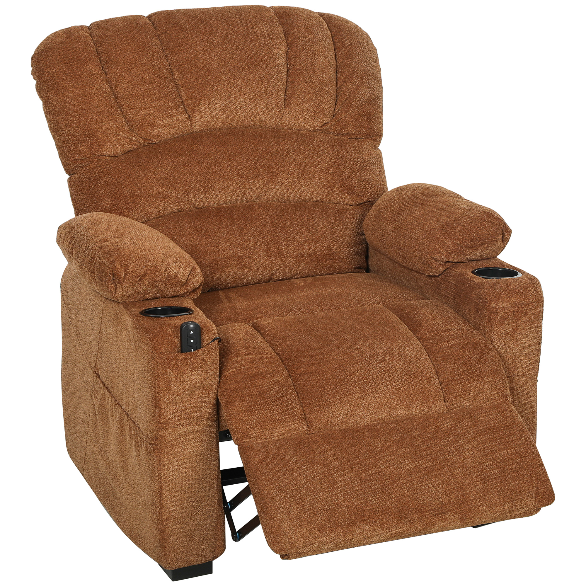HOMCOM Sillón Relax Reclinable Eléctrico Silencioso con Función Memoria Reposapiés Mando a Distancia Bolsillo Lateral Marrón