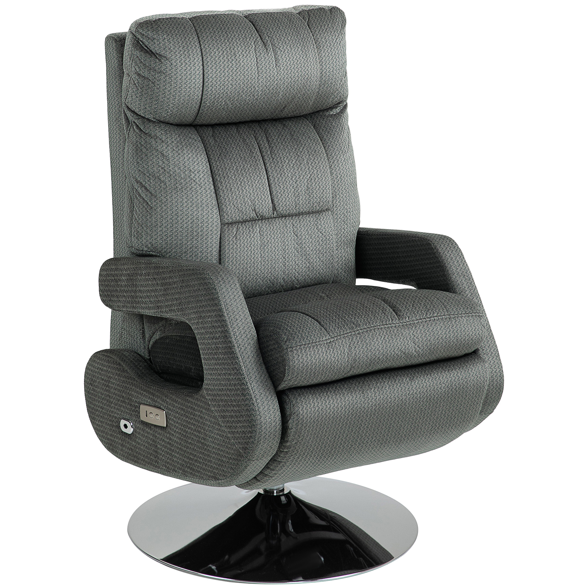 Recliner-Sessel, Elektrischer Polstersessel mit USB-Anschluss und Fußstütze, Samtoptik, drehbar, verstellbar, Grau