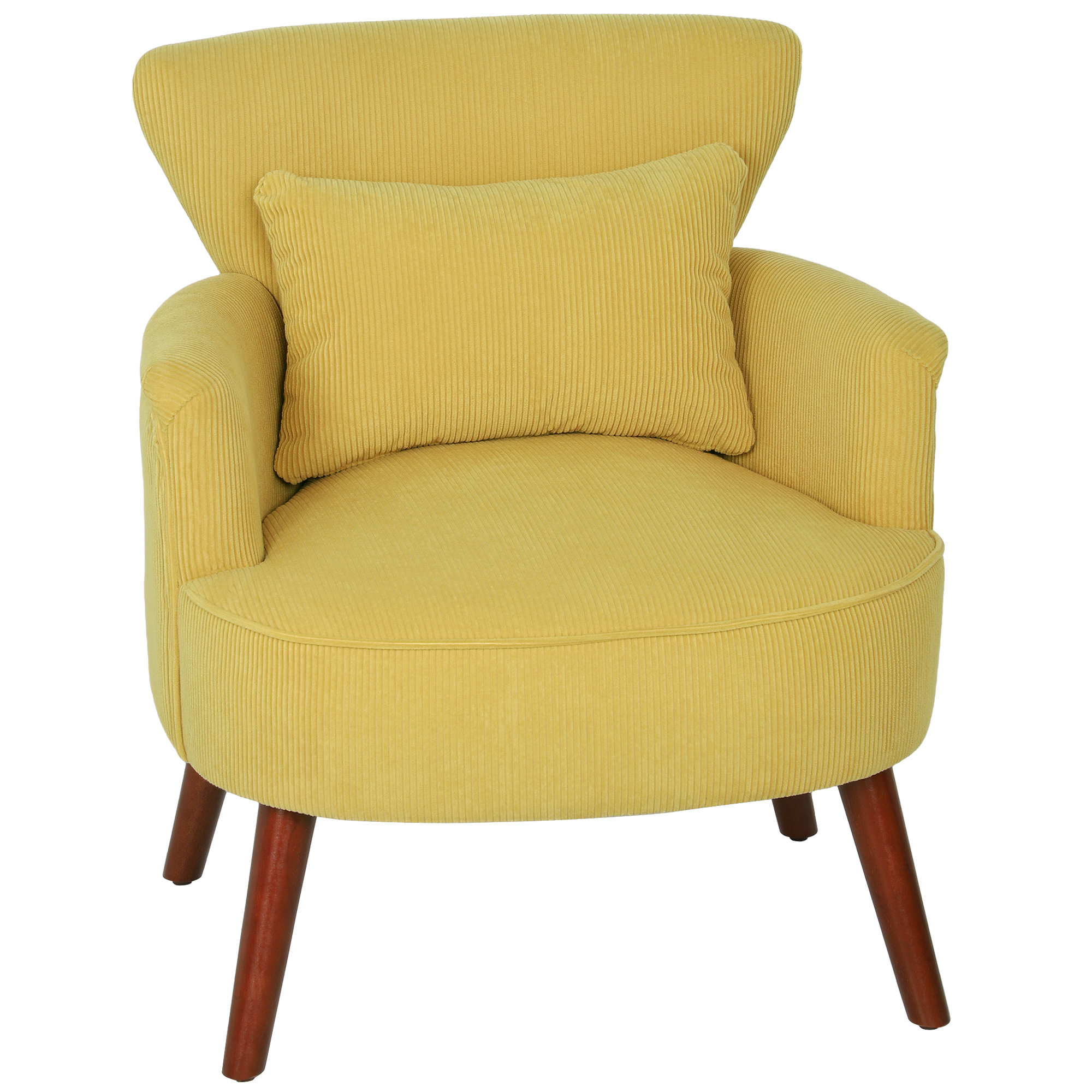 HOMCOM Sessel mit Rückenlehne, abgerundeten Armlehnen, Gepolstert Loungesessel mit Kordoptik, Holzbeine, für Schlafzimmer, Wohnzimmer, bis 120 kg, Gelb Aosom
