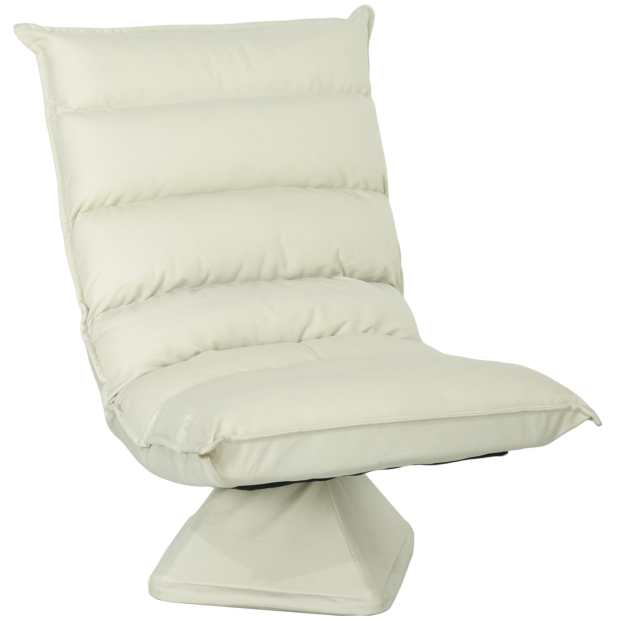 Fauteuil de sol paresseux pivotant 360° avec dossier inclinable design capitonné beige