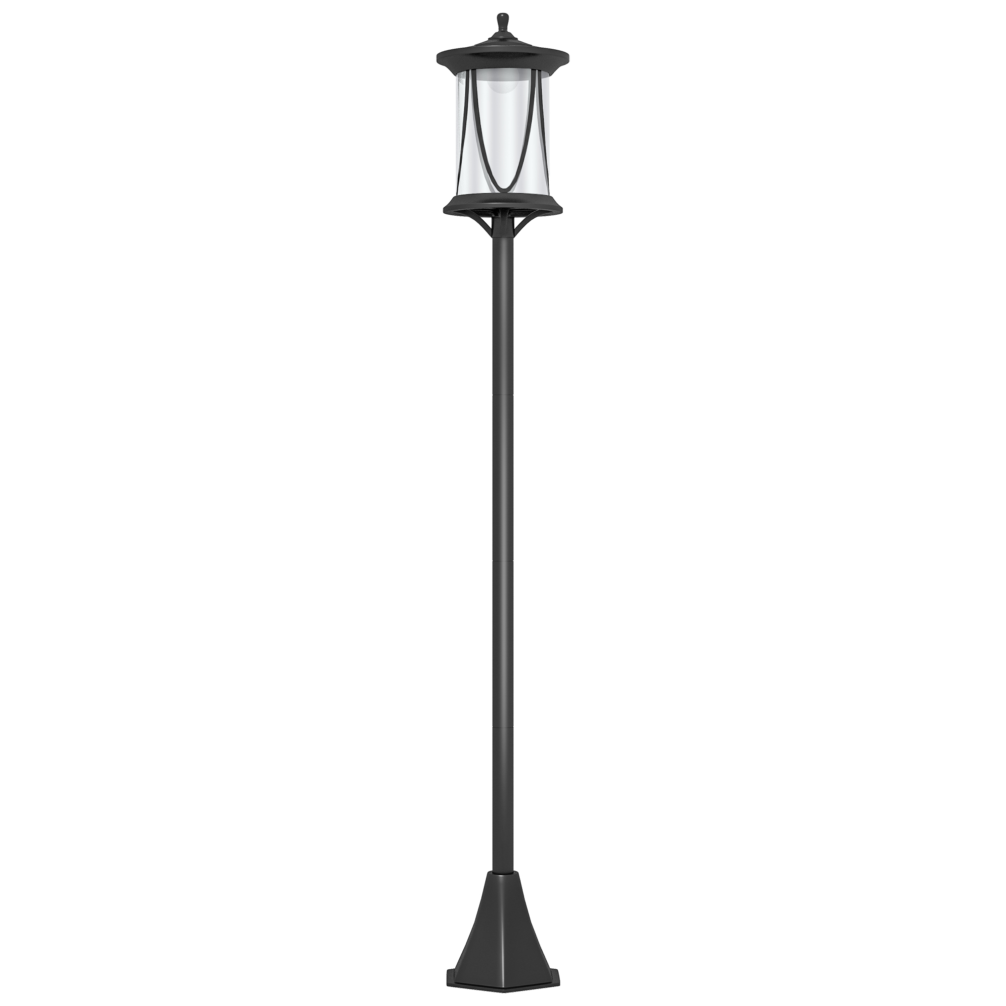 Solar-Außenleuchte, LED, Automatikbetrieb, wetterfest, 6h Leuchtdauer, 17B x 17T x 127Hcm, Schwarz