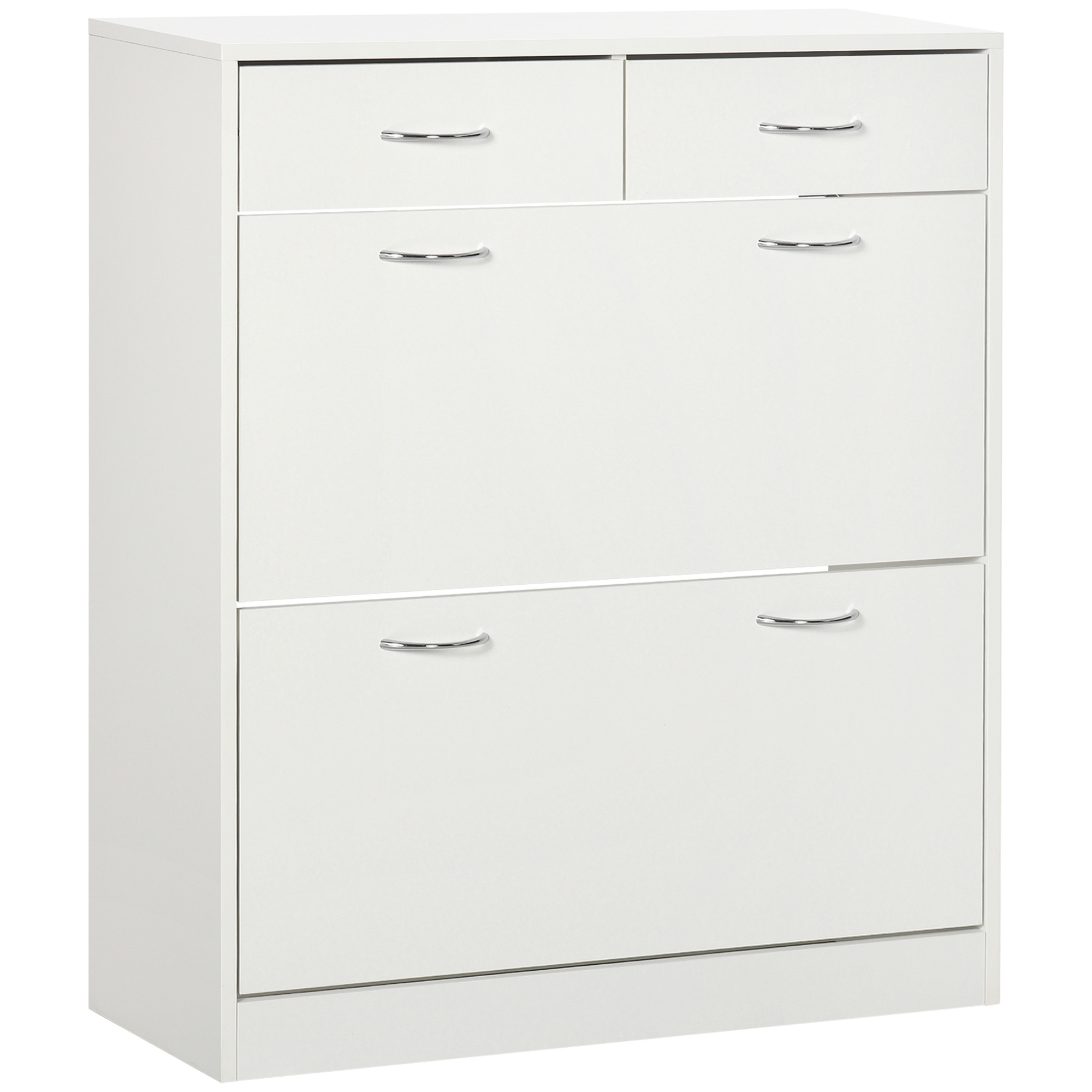 HOMCOM Mueble para Zapatos Blanco Zapatero Armario de Zapatos con 2 Cajones Abatibles para 12 Pares 80x30x91,5 cm | Aosom España
