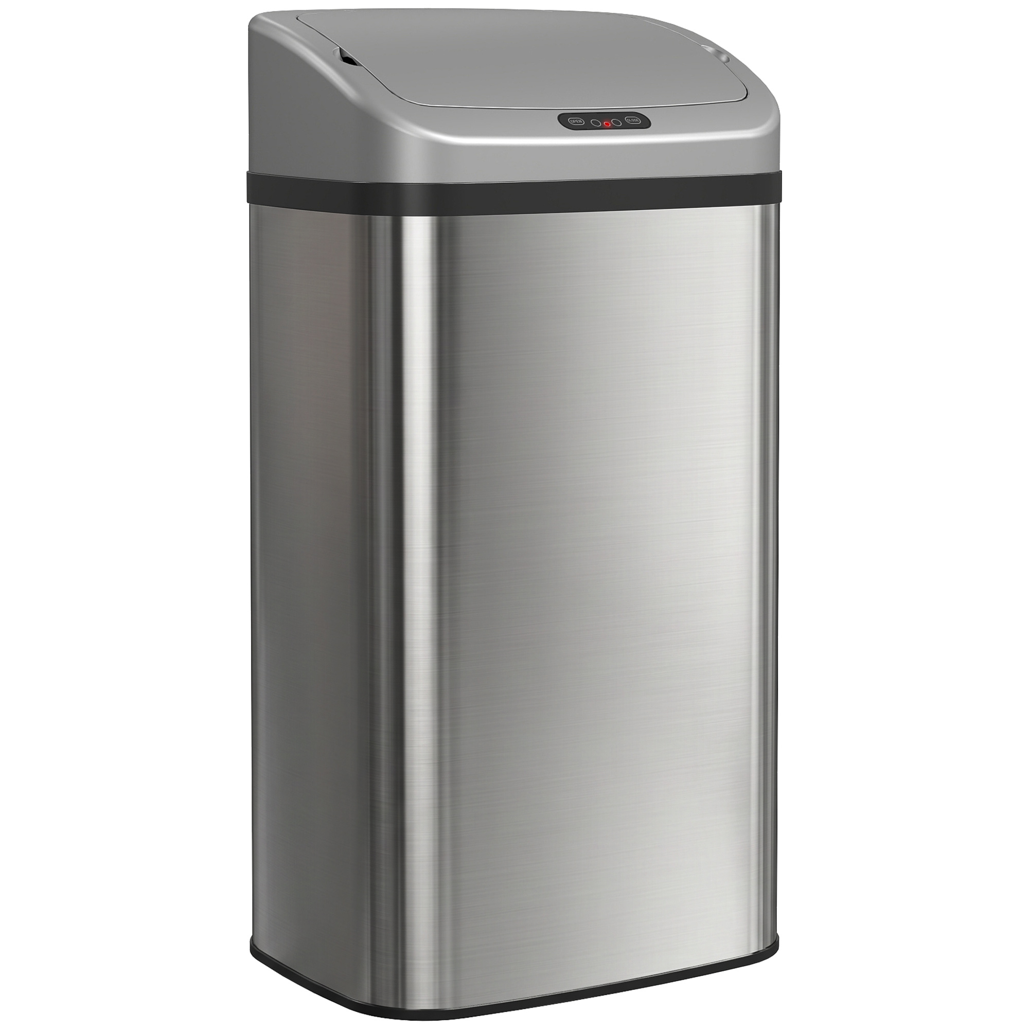48 L Sensor Trash Can for Kitchen or Office, Automatic Closing Function, Stainless Steel, Silver Tone