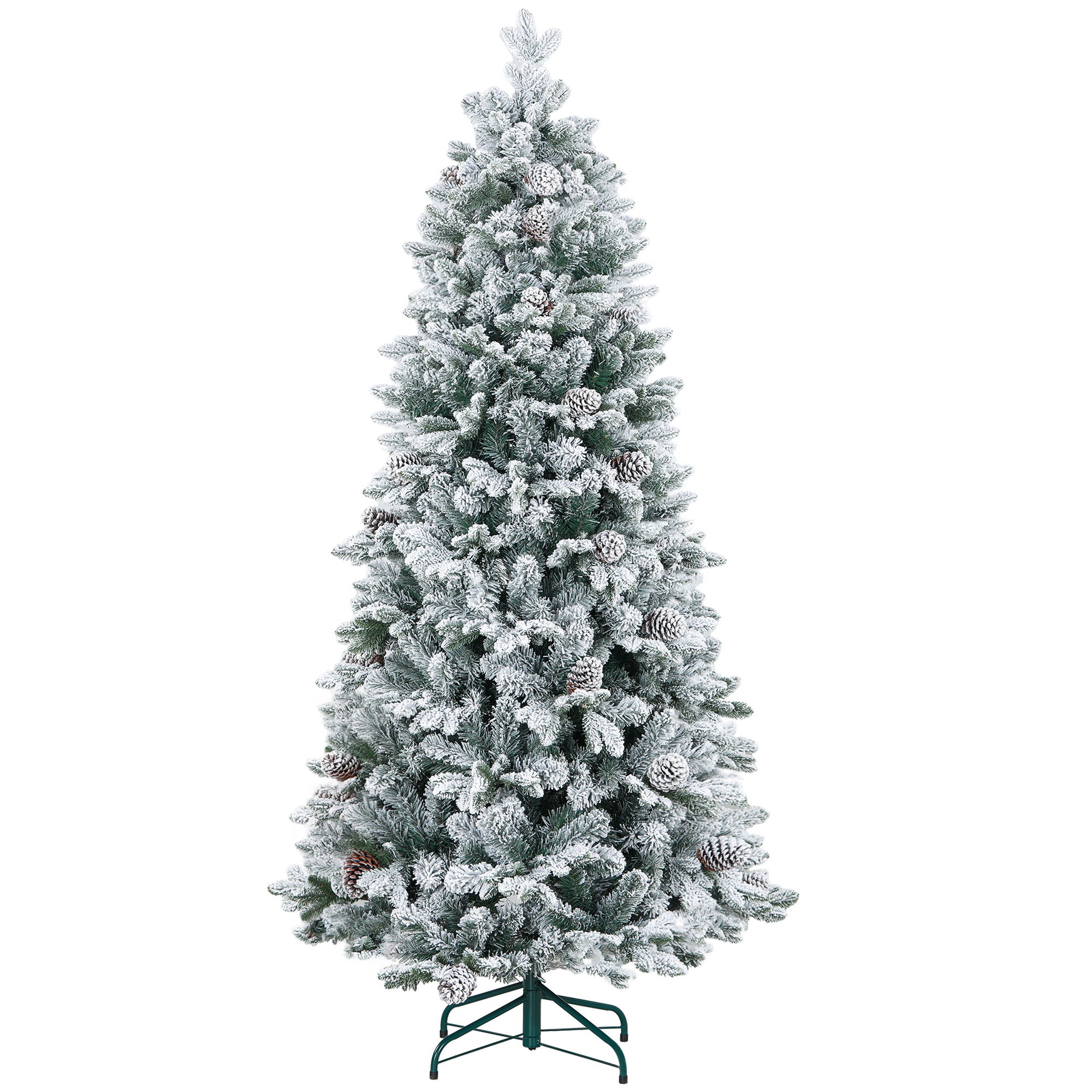 HOMCOM Künstlicher Weihnachtsbaum 180 cm mit 1489 Spitzen und Kunstschnee klappbar mit Metallständer für festliche Weihnachtsdekoration in Grün Aosom.de