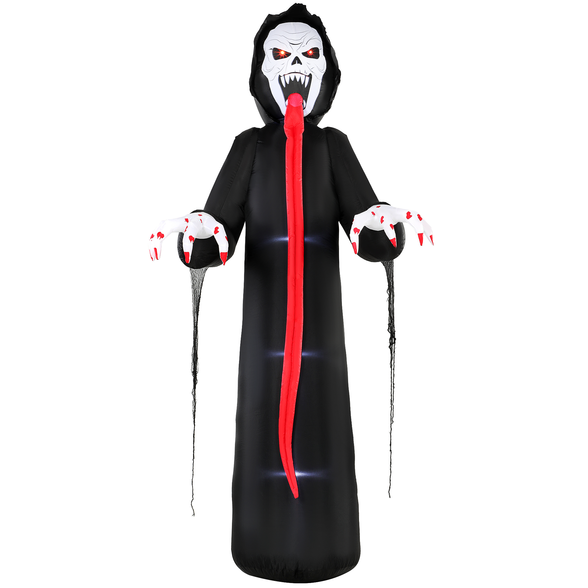 Aufblasbares Halloween-Skelett, 310 cm, mit integrierten LED-Lichtern, gruselige Deko für Innen- und Außenbereich