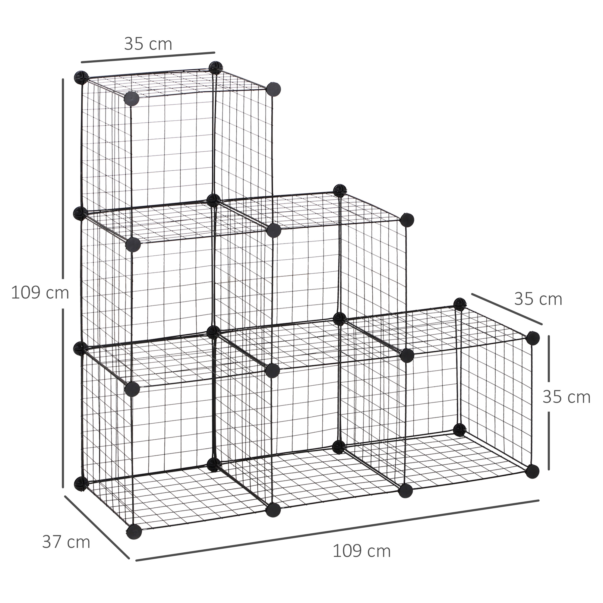 Metallist kuubikriiul, reguleeritav kuubikapp riiete, raamatute, mänguasjade jaoks, painduv, 109P x 37L x 109K cm, must