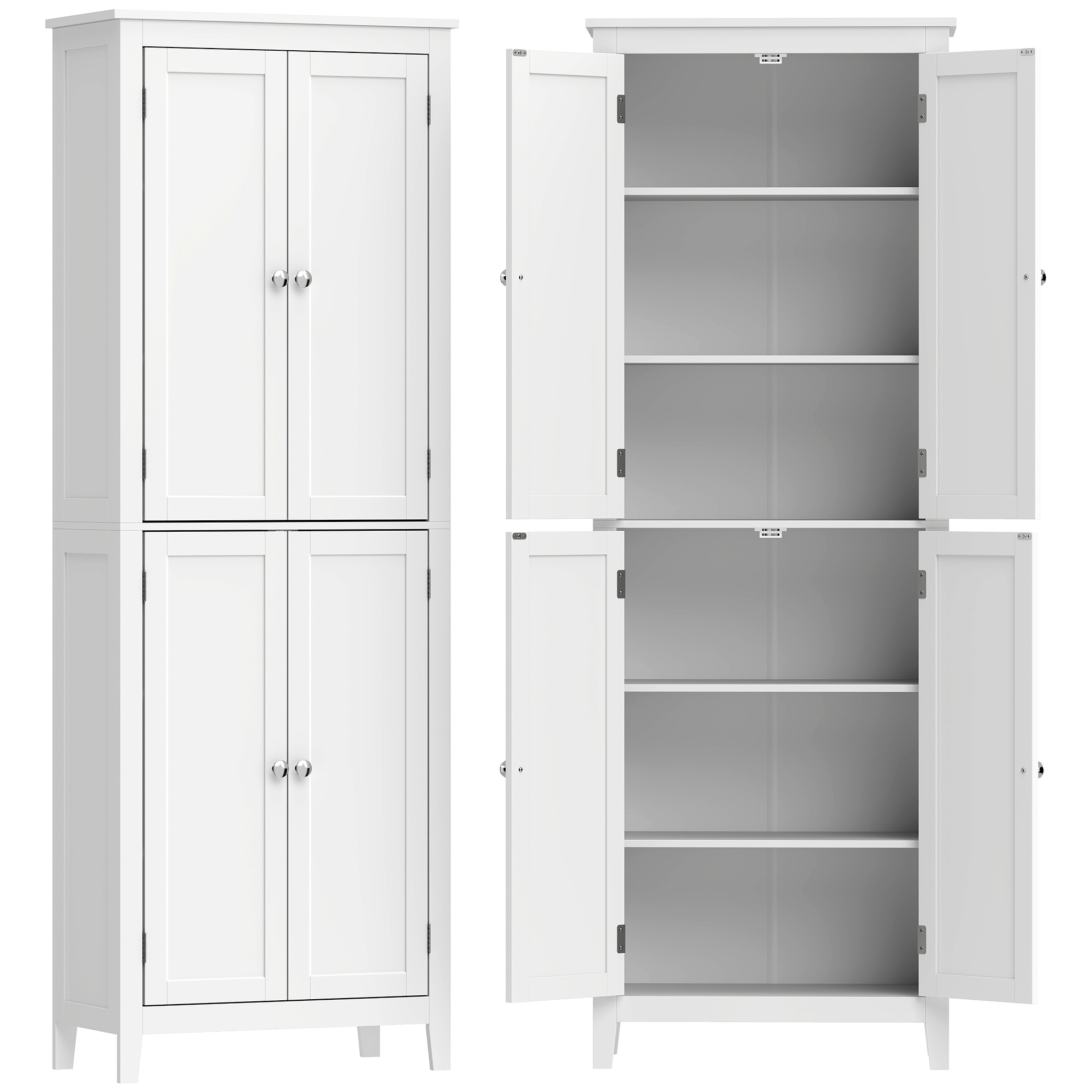 Badezimmerschrank 170 cm hoch, schmaler freistehender Badschrank mit verstellbaren Einlegeböden, für Waschküche