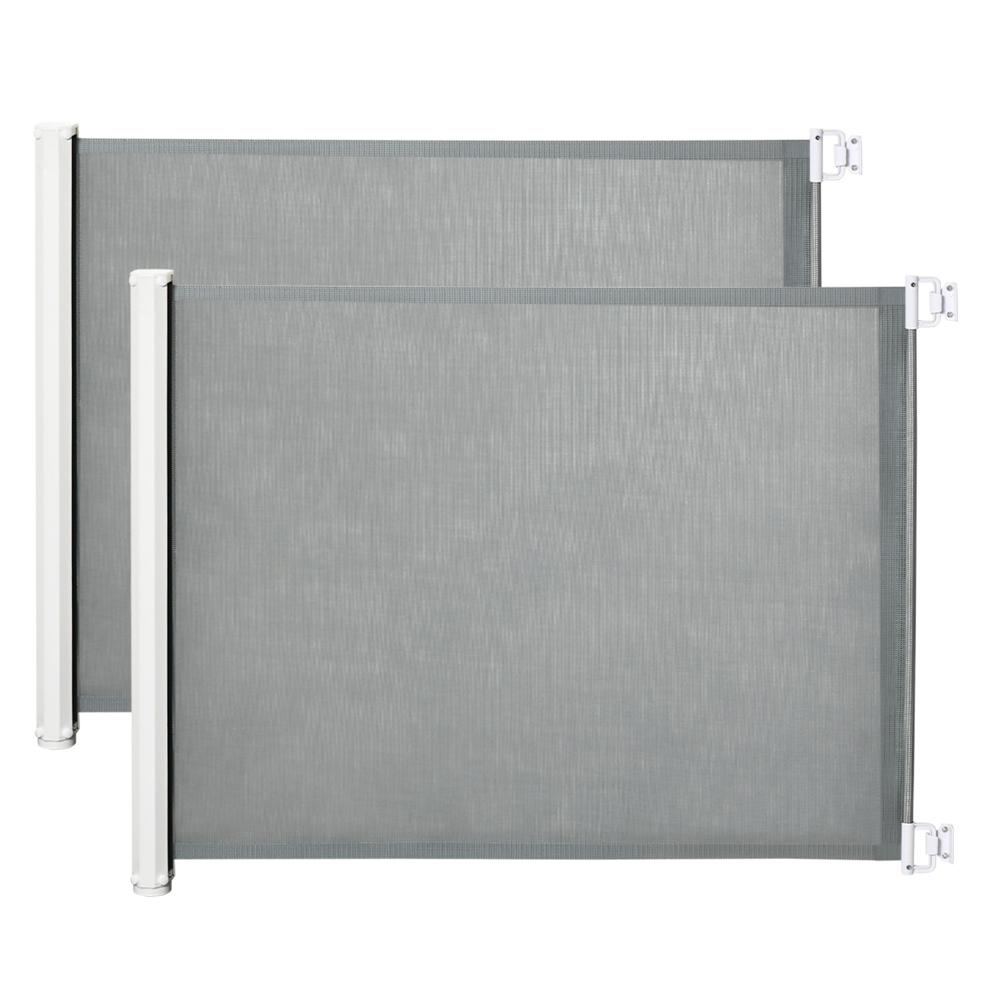 PawHut Lot de 2 barrières de sécurité barrière animaux rétractable automatique 1,15L x 0,83H m textilène acier  gris