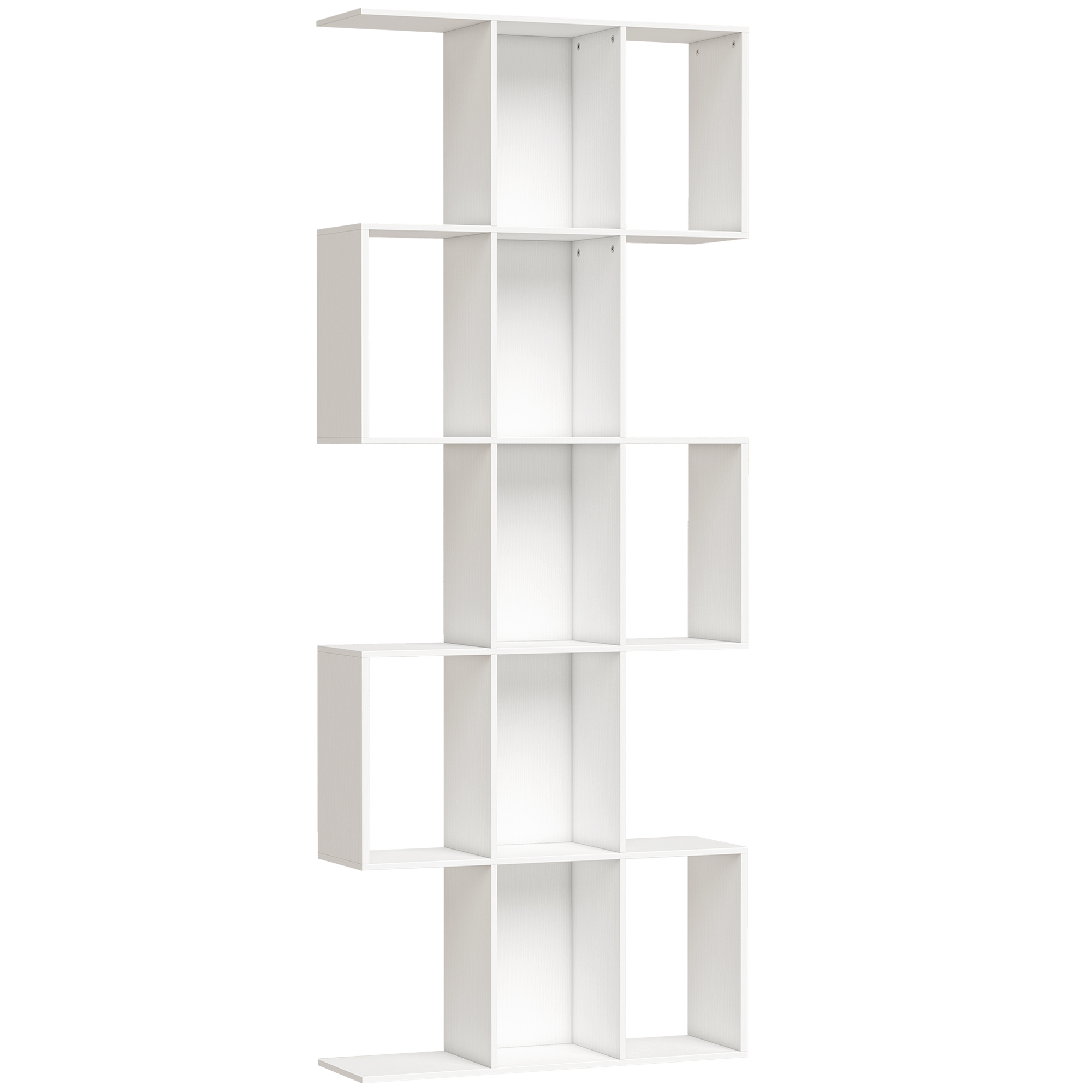 HOMCOM Estantería Alta en Forma de S de 5 Niveles para Salón Dormitorio Estudio Oficina 80x24x200 cm Blanco | Aosom España