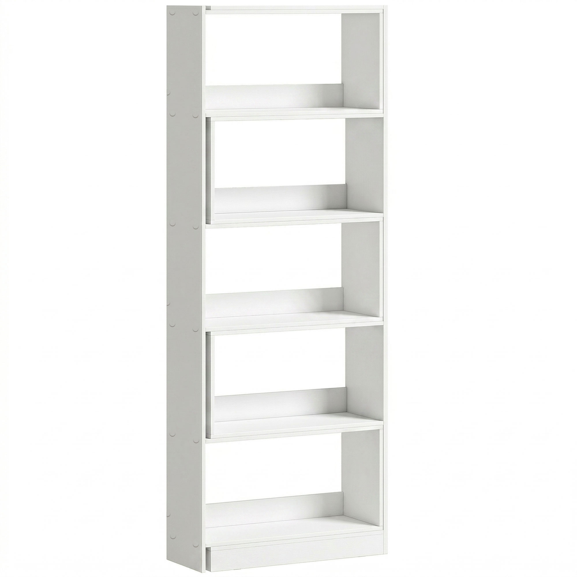 HOMCOM Estantería para Libros Estantería Giratoria 5 Niveles 350° 111,5x23,8x163,7 cm Ancho Ajustable Convertible en L Blanco | Aosom España