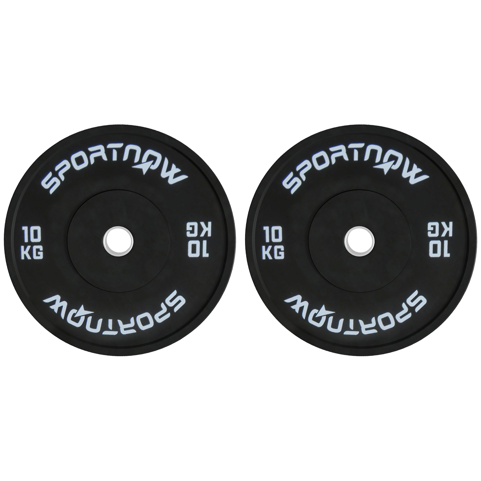 SPORTNOW Set di 2 Dischi Palestra da 10kg per Bilanciere e Manubri con Attacco Ø5cm, Nero Aosom