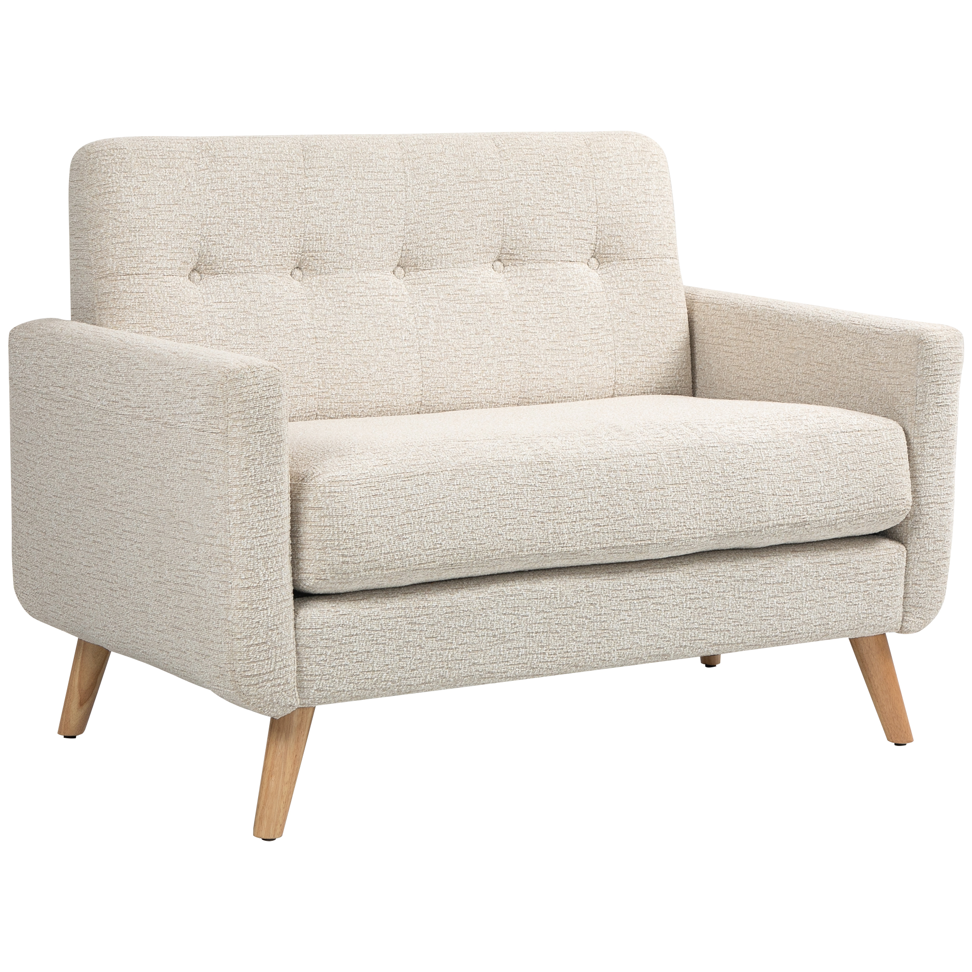 HOMCOM Sofá de 2 Plazas Moderno con Reposabrazos y Patas de Madera Carga 240 kg para Dormitorio Oficina 114x71x82 cm Beige