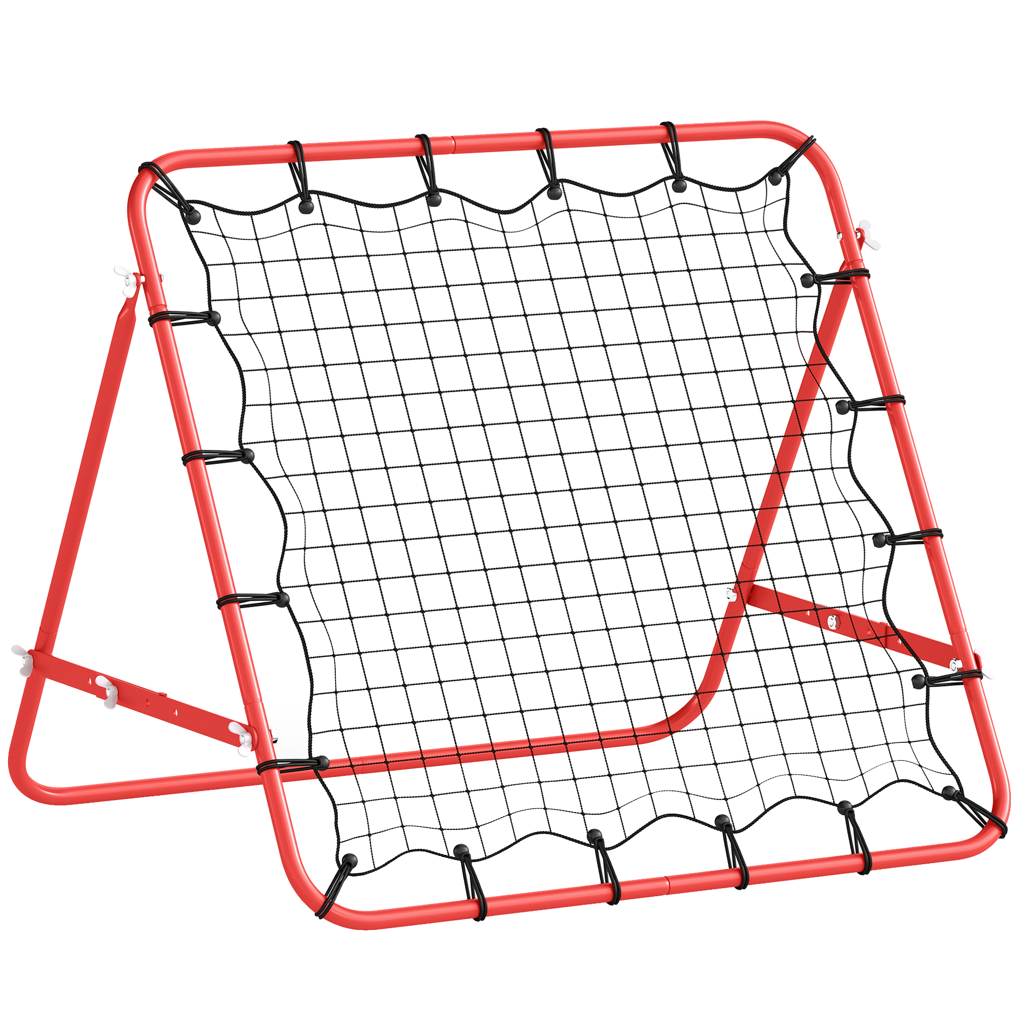 Rebounder für Fußball, 84 x 84 cm Fussball Rebounder mit stufenlos verstellbarem Winkel, Kickback Rückprallwand Fußballtor für Jugendliche Schuss-, Pass- und Ballannahmetraining Rot