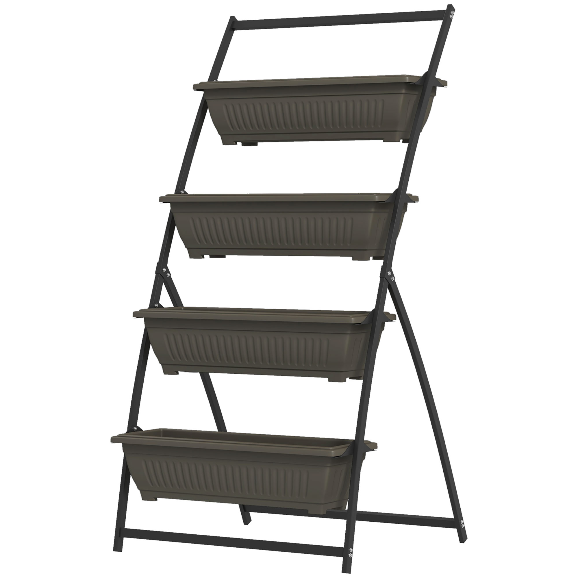Pflanzentreppe Blumentreppe Pflanzenregal, stapelbar, wetterbeständig, 76 cm x 79 cm x 162 cm, Braun