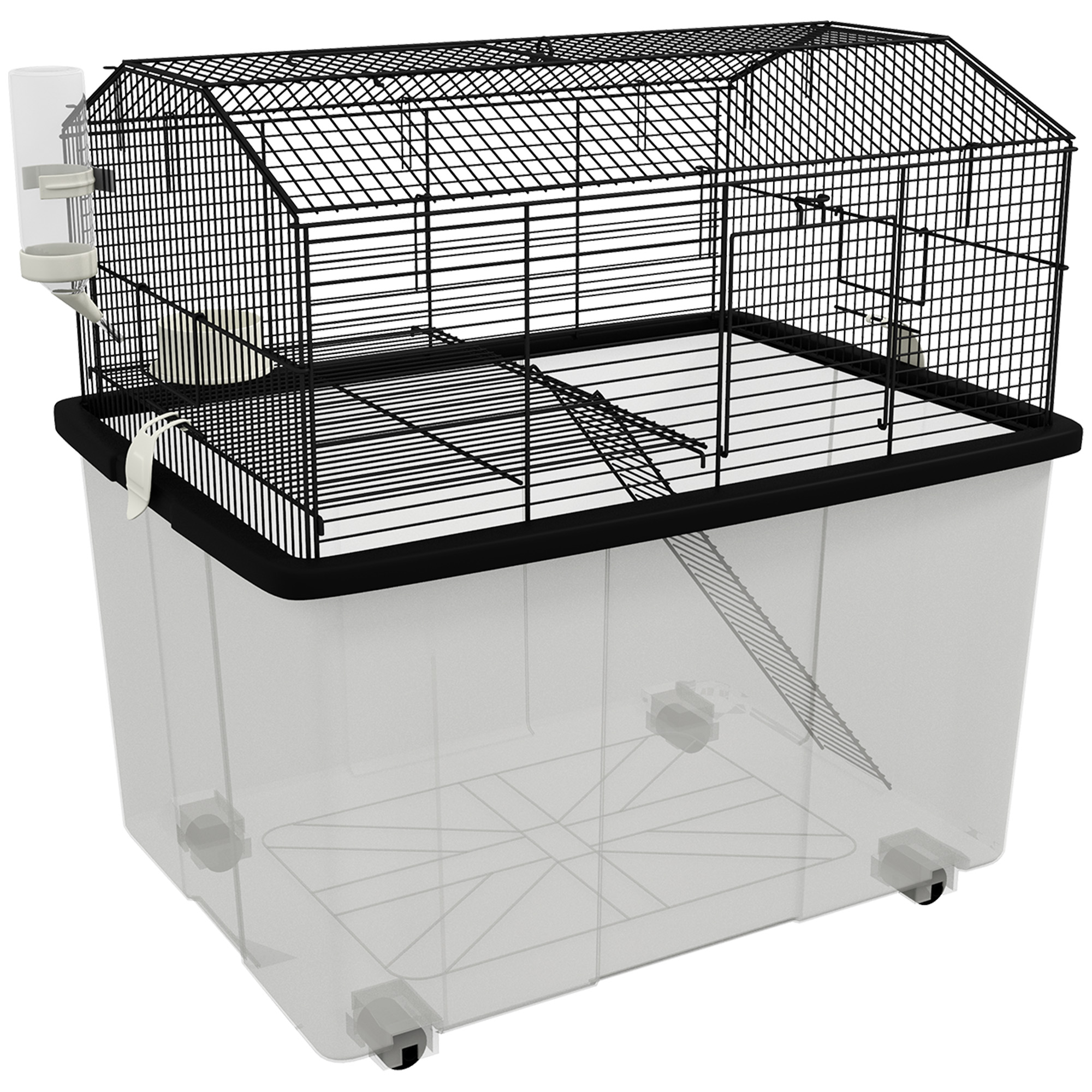 PawHut Cage hamster cage rongeur 2 étages avec roulettes plate-forme et échelle en fil d'acier 57 x 43 x 57 cm noir PawHut Cage hamster cage rongeur 2 étages avec roulettes plate-forme et échelle en fil d'acier 57 x 43 x 57 cm noir