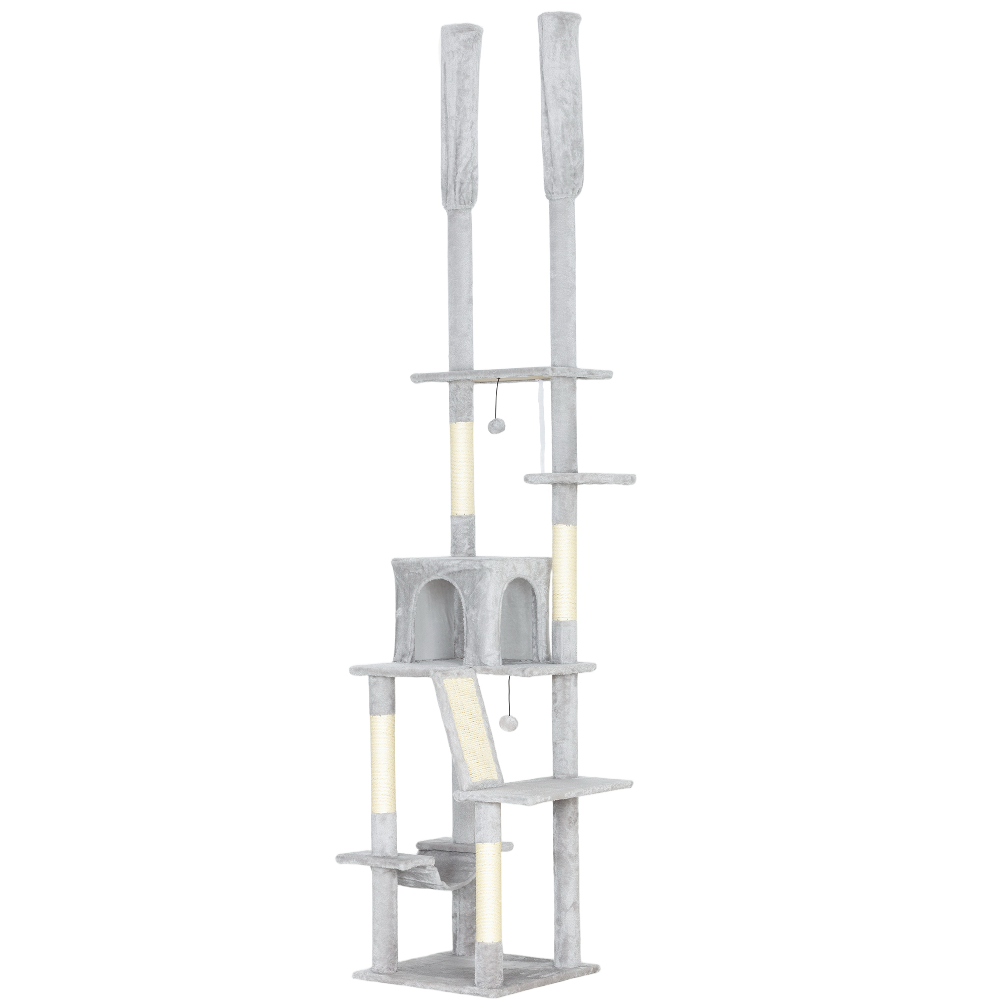 PawHut Copac zgarietoare de tavan cu inaltime ajustabila 225-255cm Gri deschis | Aosom Romania
