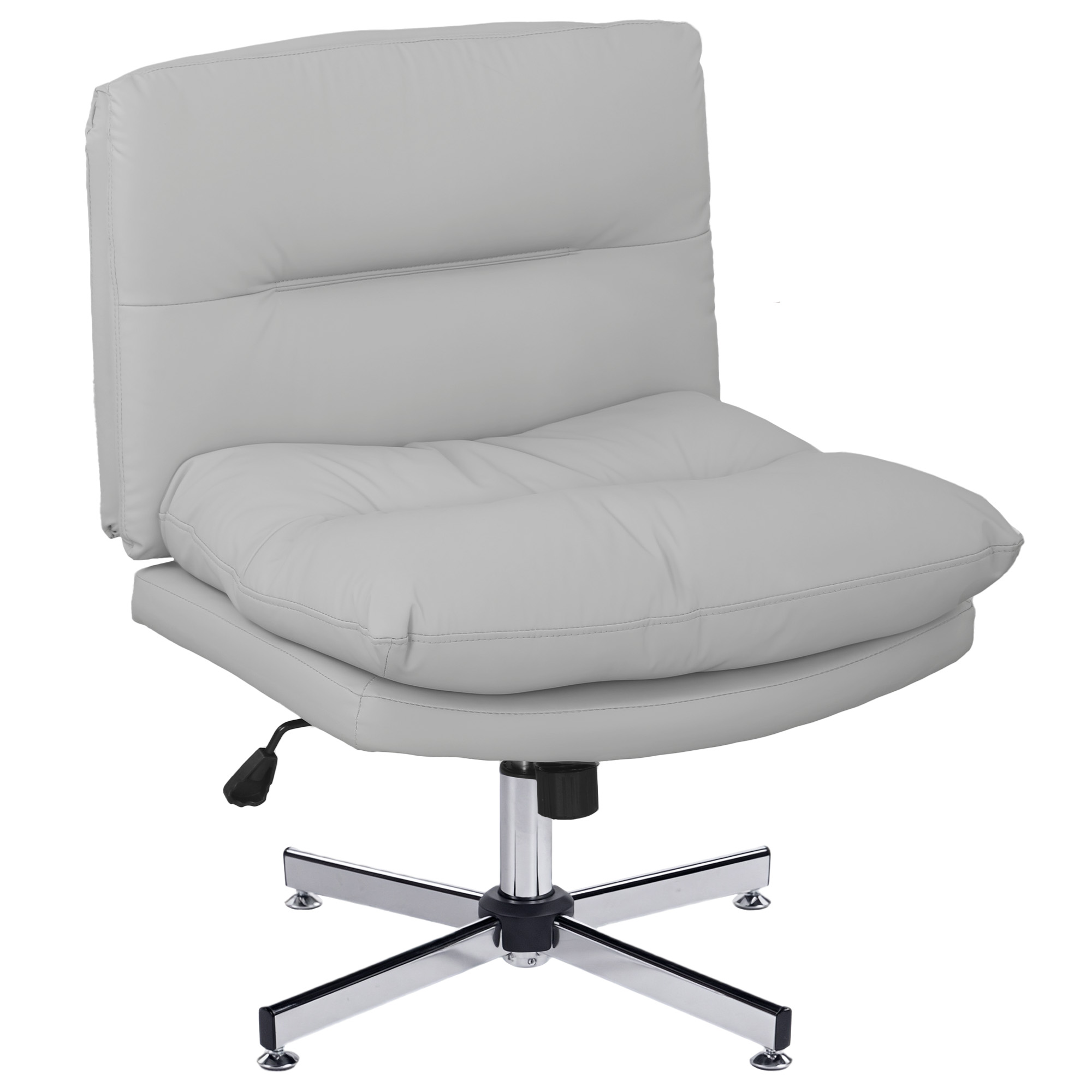 HOMCOM Silla de Escritorio sin Brazos con Altura Ajustable Función de Basculante Base Cruzada y Asiento Amplio 65x65x84-94 cmGris Claro | Aosom España