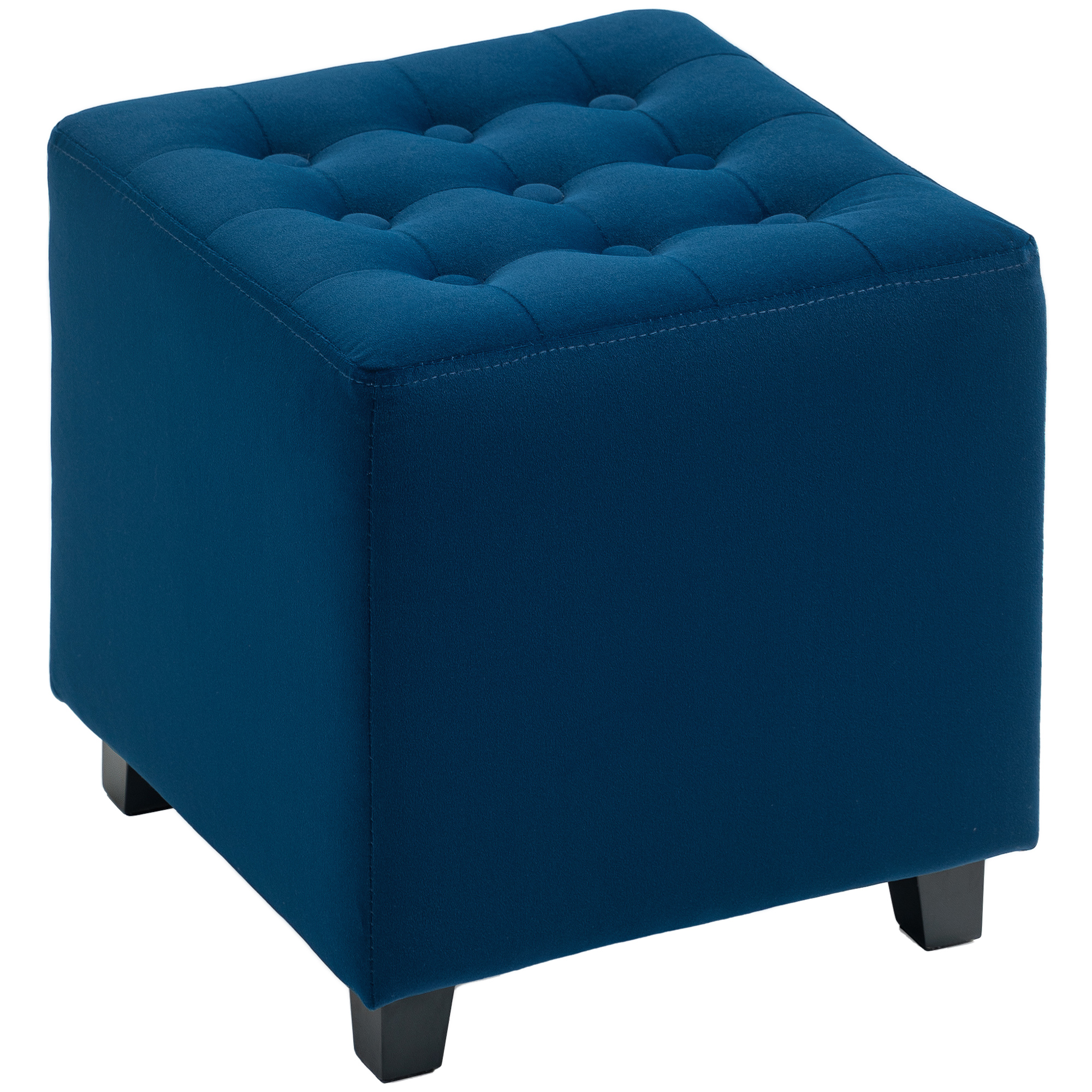 Homcom Blue Velvet-Feel Square Ottoman