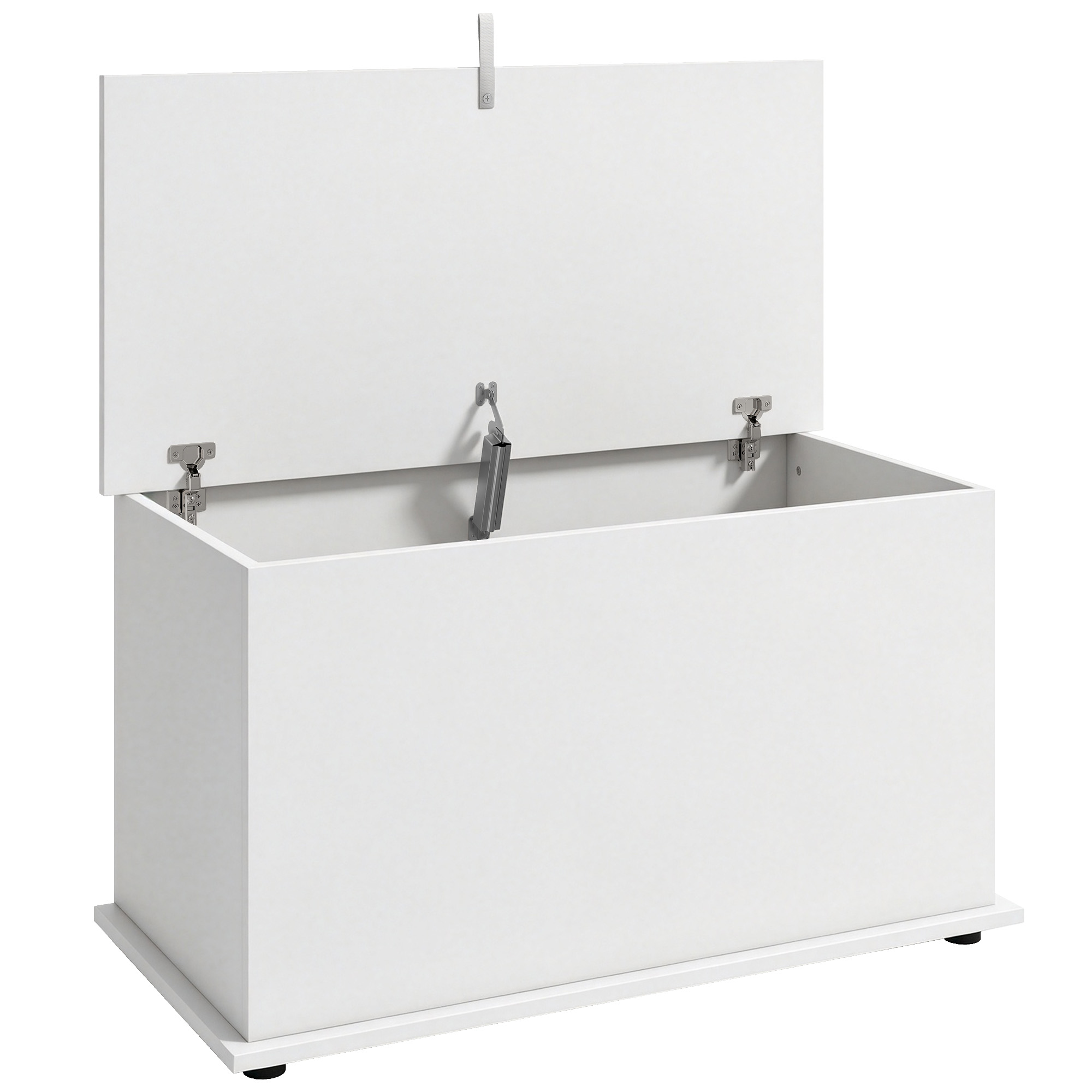 HOMCOM Coffre de Rangement, Banc de Rangement avec Couvercle Rabattable et Charnières de Sécurité, 80 x 40 x 45 cm, Blanc HOMCOM Coffre de Rangement, Banc de Rangement avec Couvercle Rabattable et Charnières de Sécurité, 80 x 40 x 45 cm, Blanc