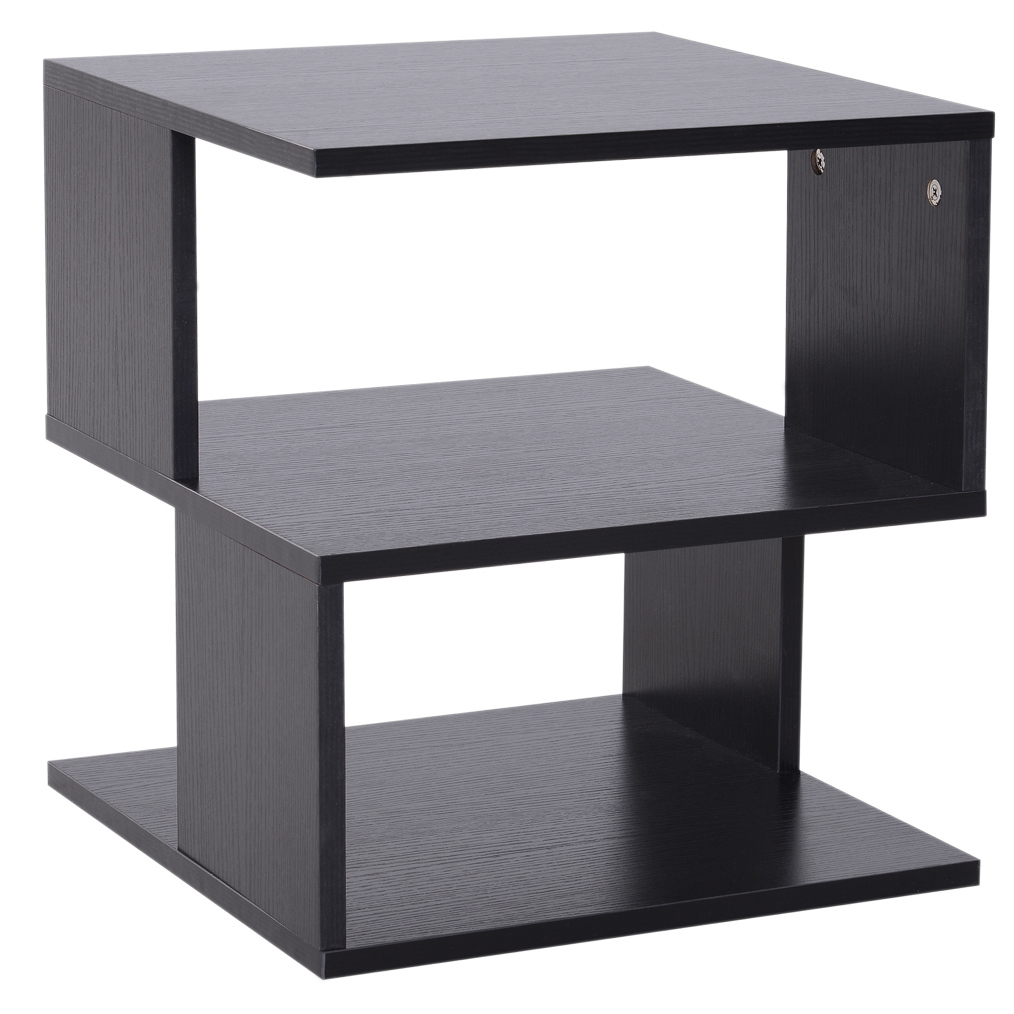 Mesa de centro baja HOMCOM con 3 estantes, mesa de centro de madera, muebles modernos que ahorran espacio, de color negro, 40 x 40 x 43 cm.