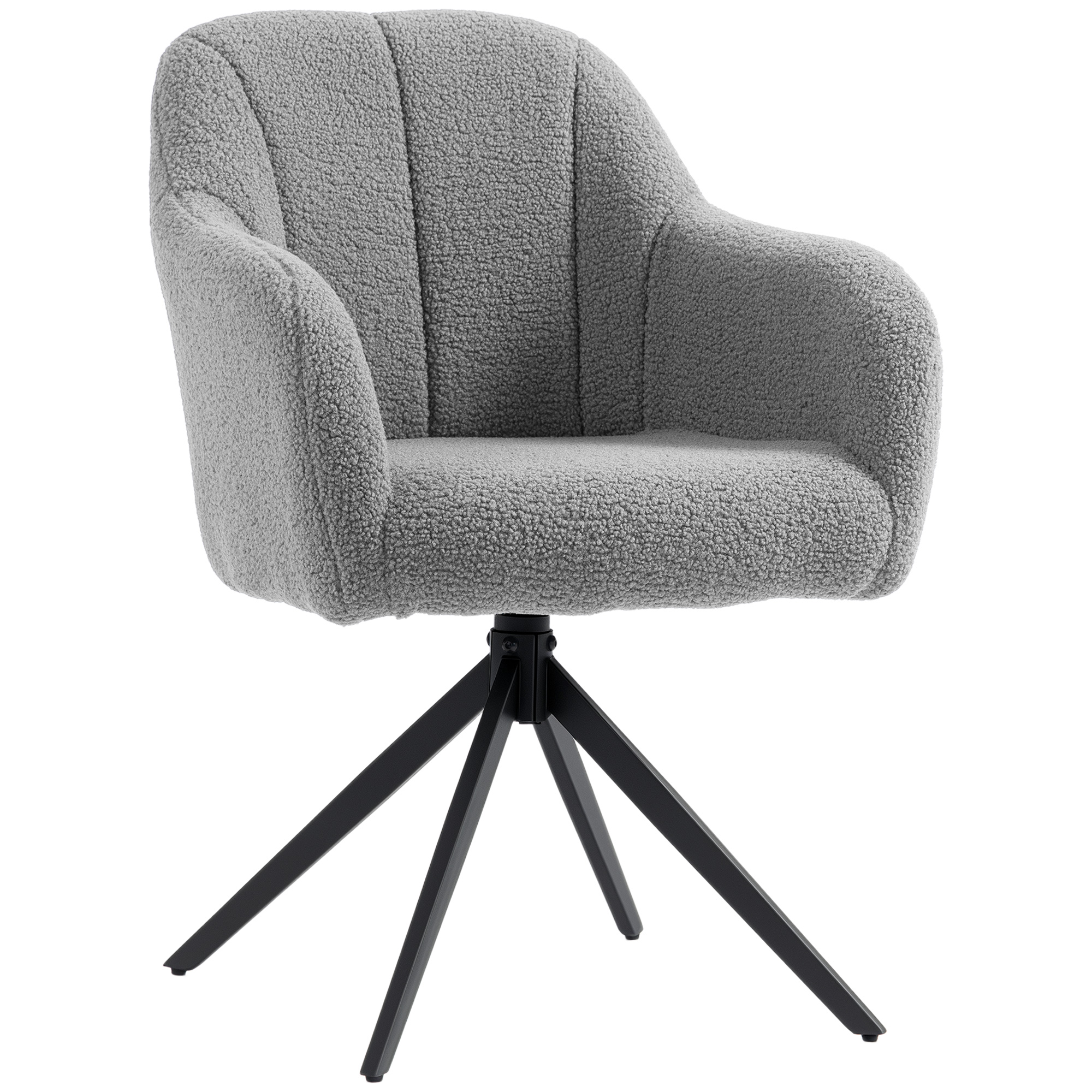 Homcom Grey 360 Degree Swivel Accent Chair, Snow Flannel Armchair,