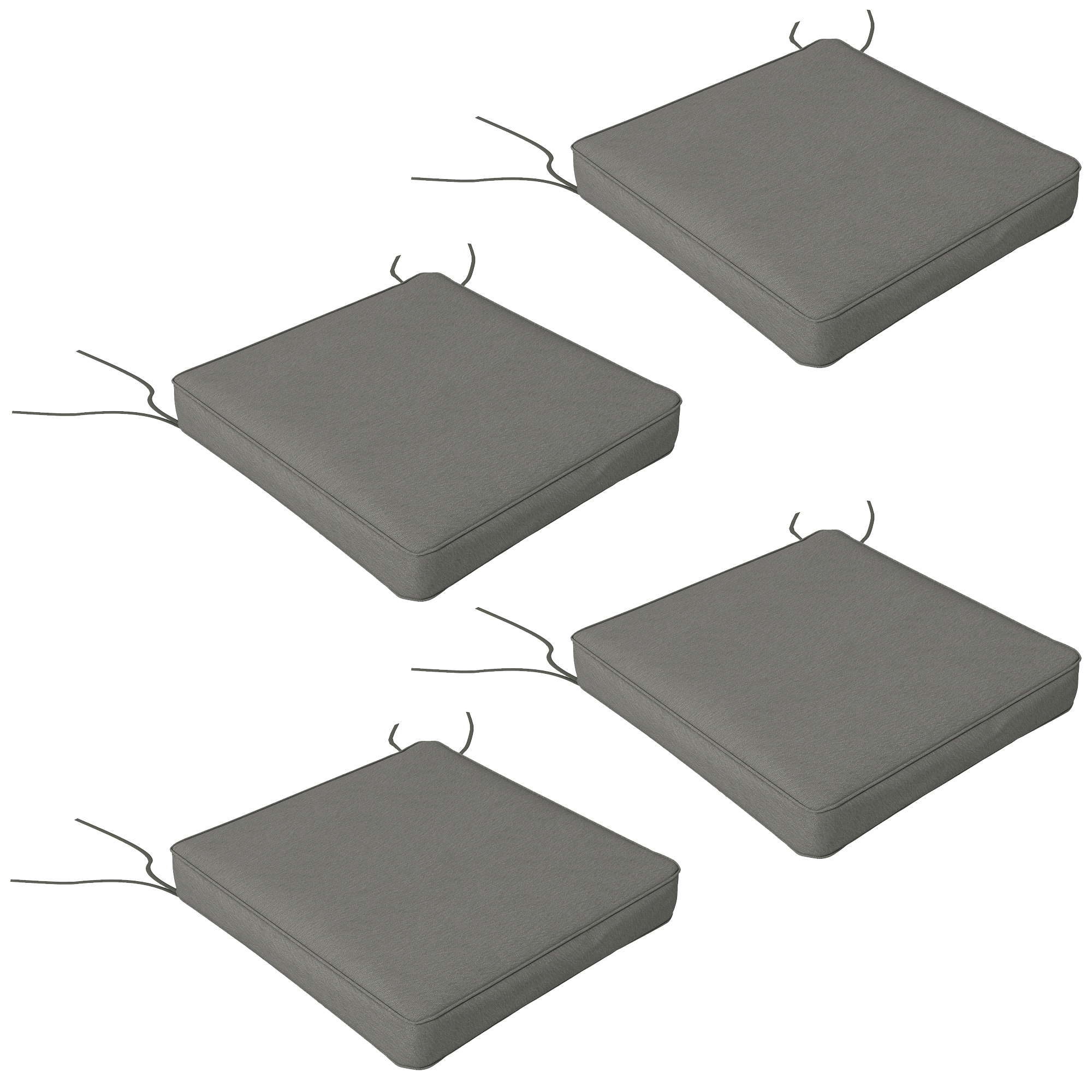 Outsunny 4-Piece Seat Cushions Pillow Replacement, Patio Chair Cushions Set with Ties for Indoor Outdoor, Charcoal Grey Outsunny 4-Piece Seat Cushions Pillow Replacement, Patio Chair Cushions Set with Ties for Indoor Outdoor, Charcoal Grey