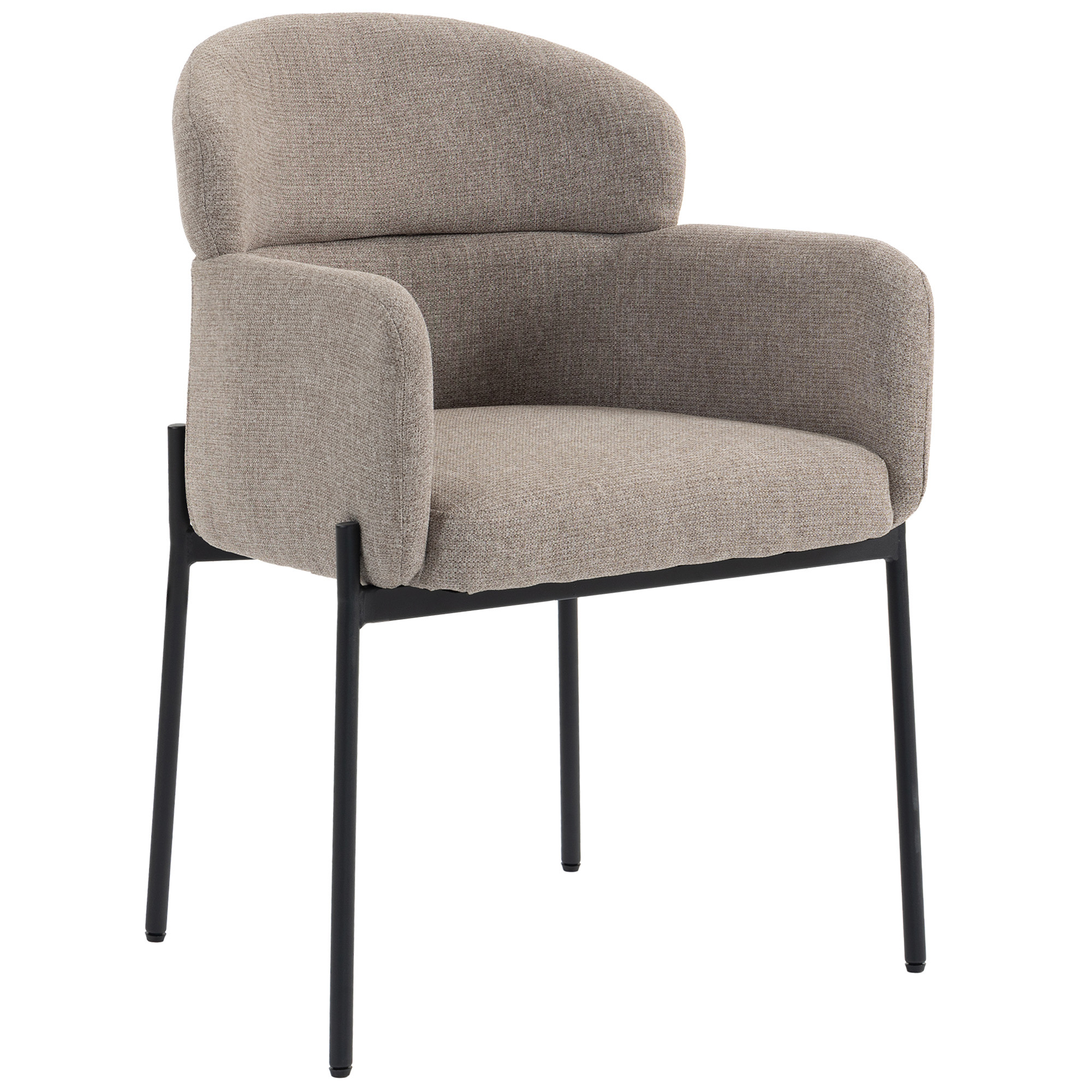 Sessel Wohnzimmer Loungesessel mit Chenille-Optik, Armlehnen, Metallbeinen für Schlafzimmer, Hellbraun