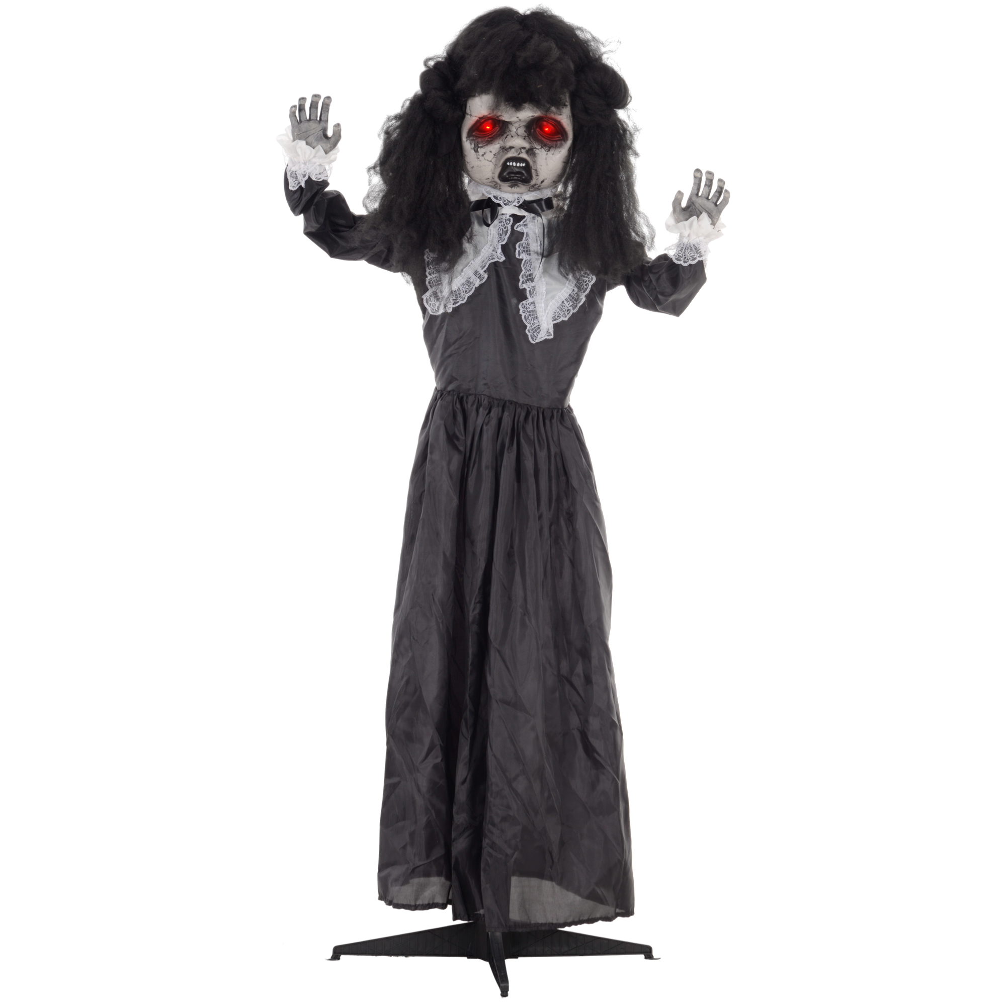 HOMCOM 160cm Halloween Dekoration Geisterpuppe mit LED-Lichter, Soundfunktion, Haustür Deko mit verstellbare Arme, Garten Dekofigur in Lebensgröße für Party Aosom
