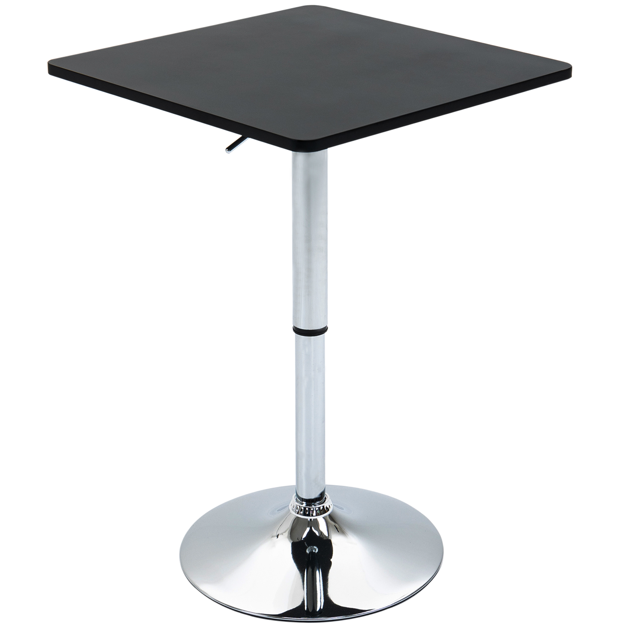HOMCOM Modern Height Adjustable Counter Bar Table with 360° Swivel Tabletop and Electroplating Metal Base, Bistro Table, Black and Silver   Aosom UK