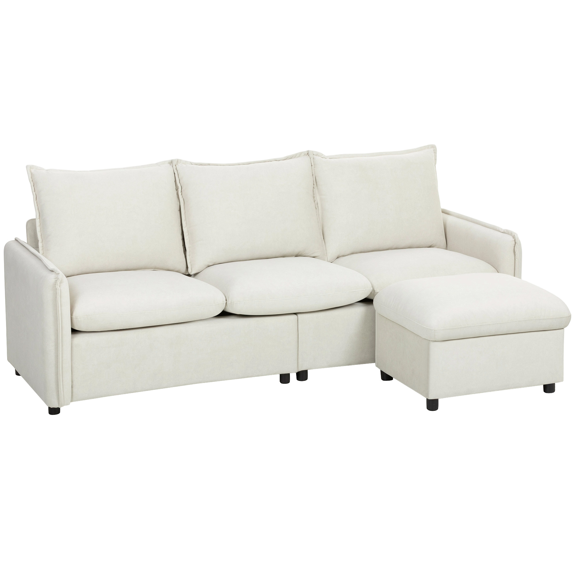 Set Canapea 3 Locuri, HOMCOM, Leathaire, 212x125x84cm, Crem | Aosom Romania