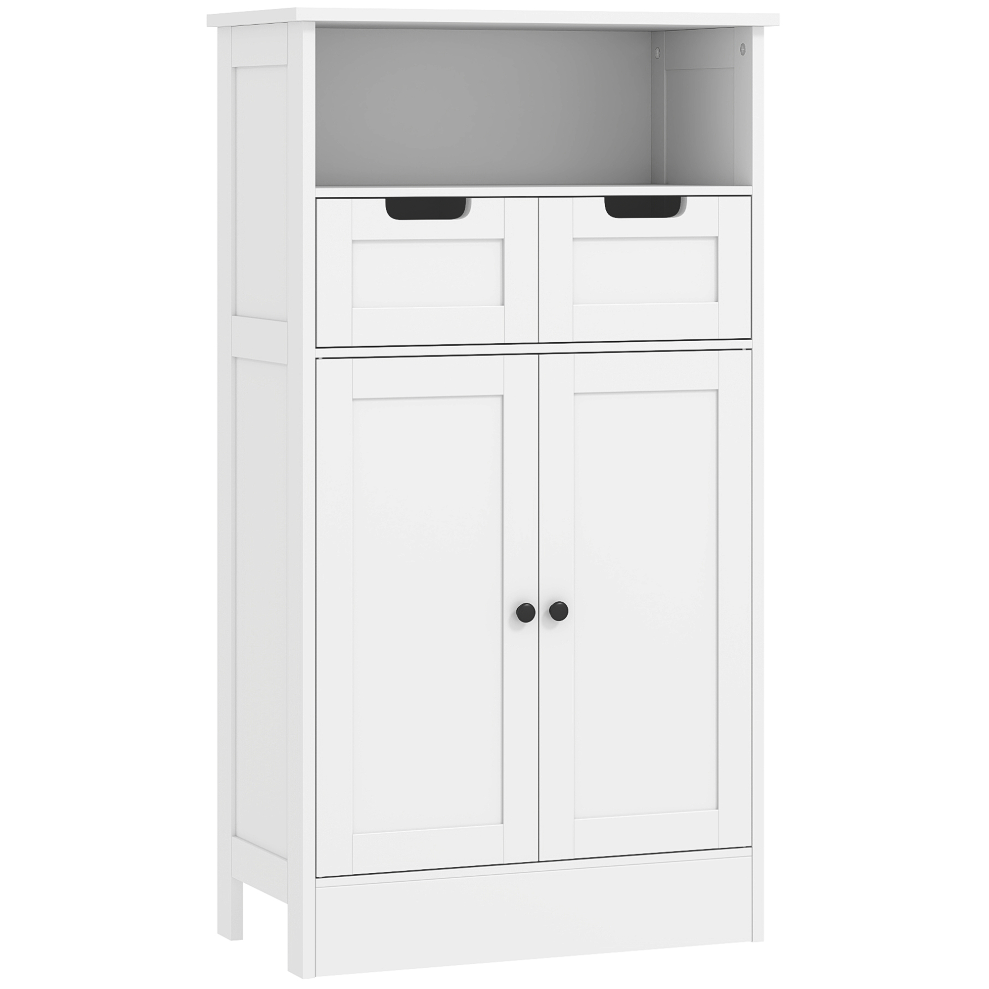 Badezimmerschrank mit 2 Schubladen, Tür, 60 x 30 x 109 cm, Weiß