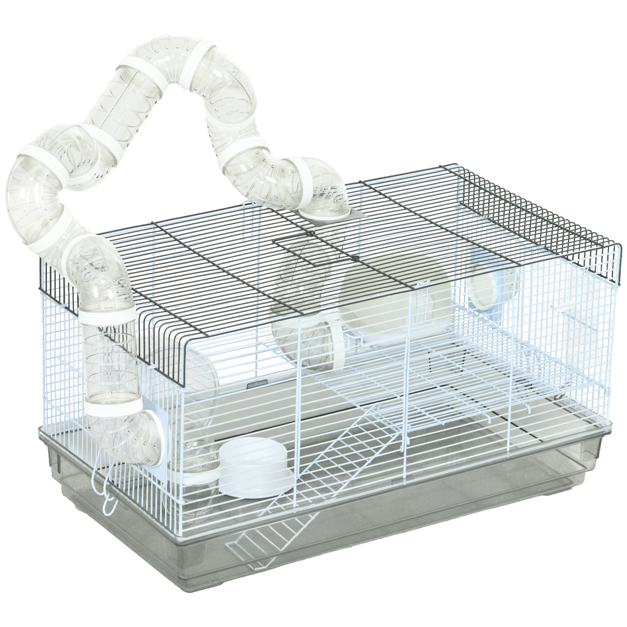 PawHut Cage hamster cage rongeur avec tunnel et accessoires inclus fil d'acier 58 x 32 x 31 cm gris PawHut Cage hamster cage rongeur avec tunnel et accessoires inclus fil d'acier 58 x 32 x 31 cm gris